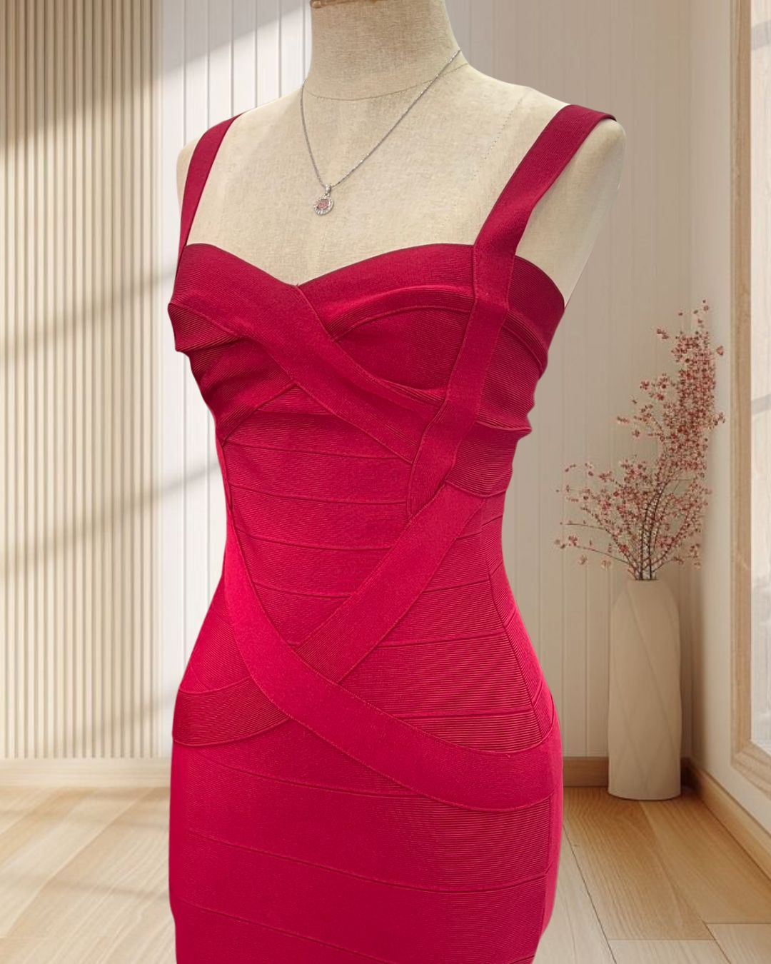 (PRE-LOVED) ราตรียาวสีแดง สายเดี่ยวรัดรูป ฟีลสายลับสาวนาตาชา โรมานอฟ ไซส์ XS