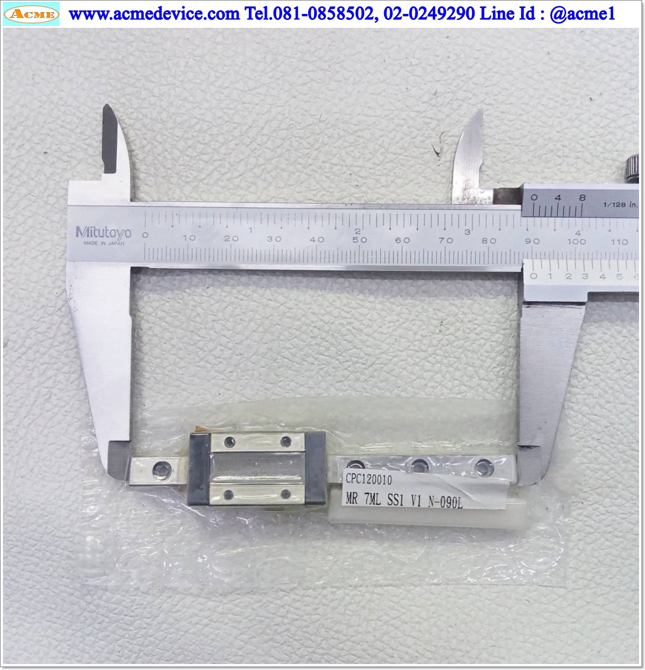 Linear Block and Rail Lintech รุ่น MR7MLSS1V1N-090L, รางสไลด์ขนาด 7 mm x 90 mm