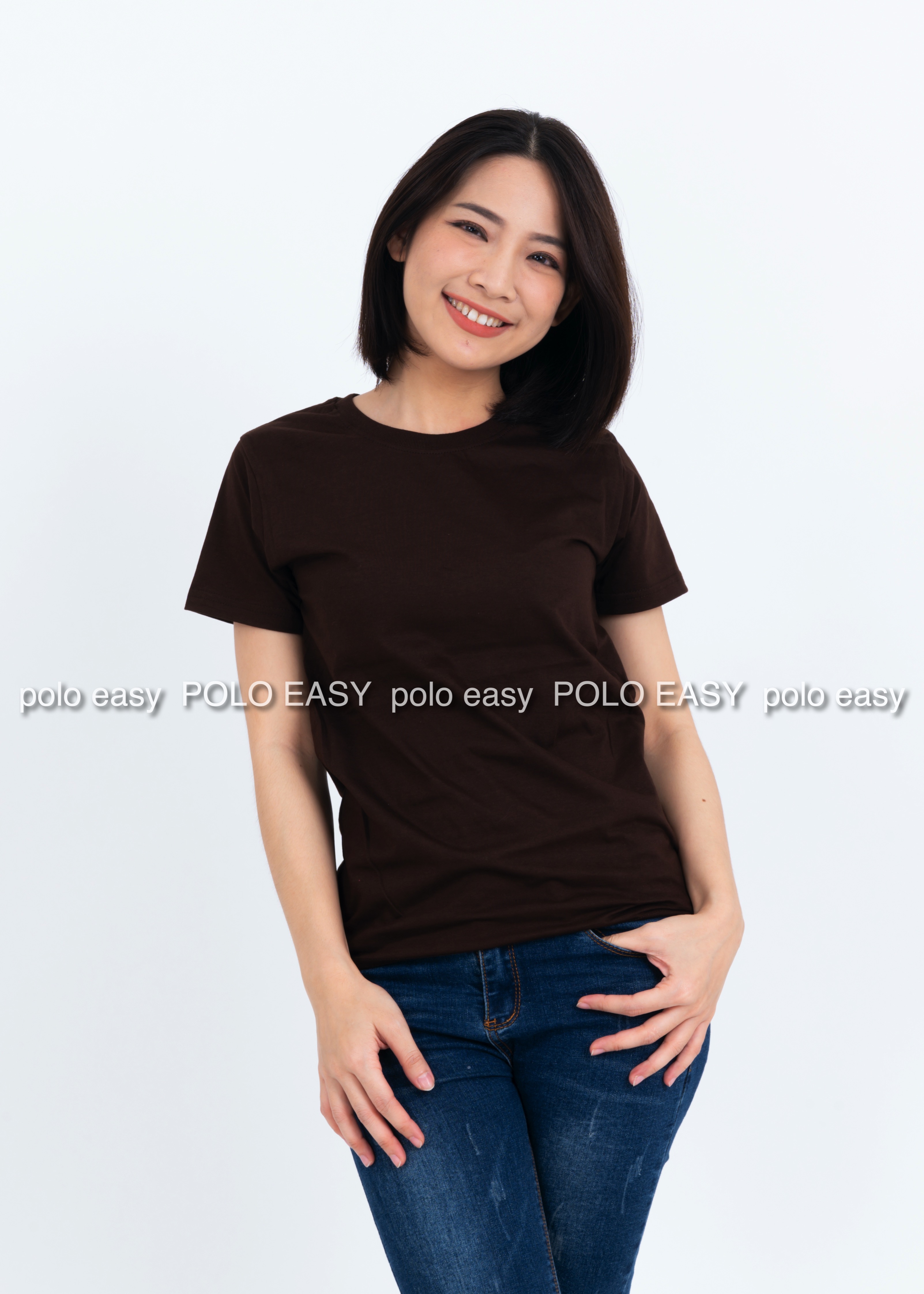 เสื้อยืด สีน้ำตาล คอกลม แขนสั้น Size S