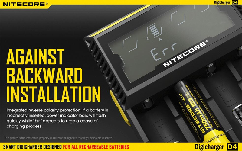 ที่ชาร์จแบตเตอรี่ NITECORE D4 Digicharger LCD Display Universal Battery Charger สำหรับแบต 3.7V และ 1.2V ของแท้ 100% Original for 26650 18650 18350 16340 14500 10440 AA AAA
