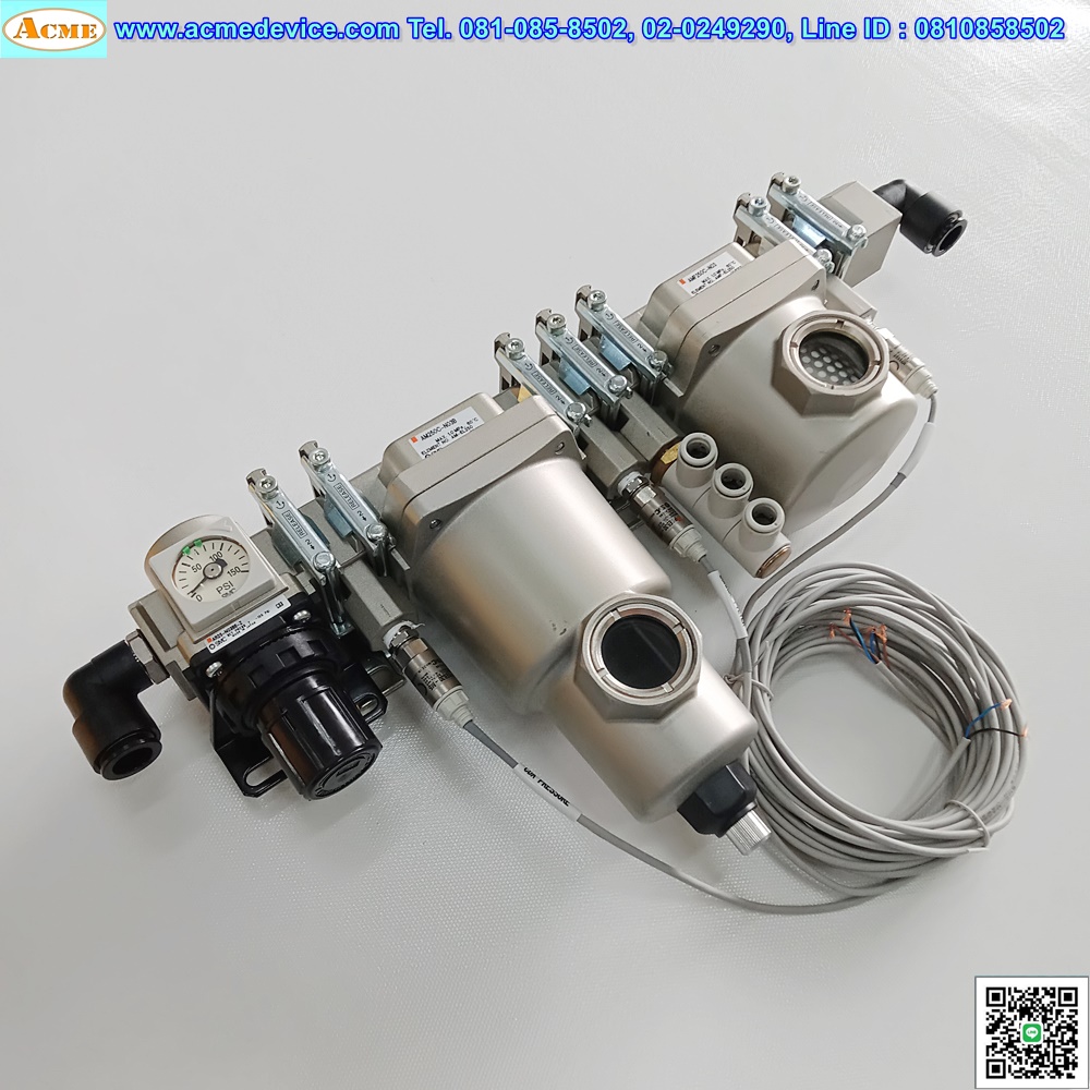 Regulator SMC รุ่น AR26-N03BE-Z & AM250C-N03B & AMF250C-N03 & PSE530-M5, Dust filtration, Oil mist separation, rating: 0.03 μm