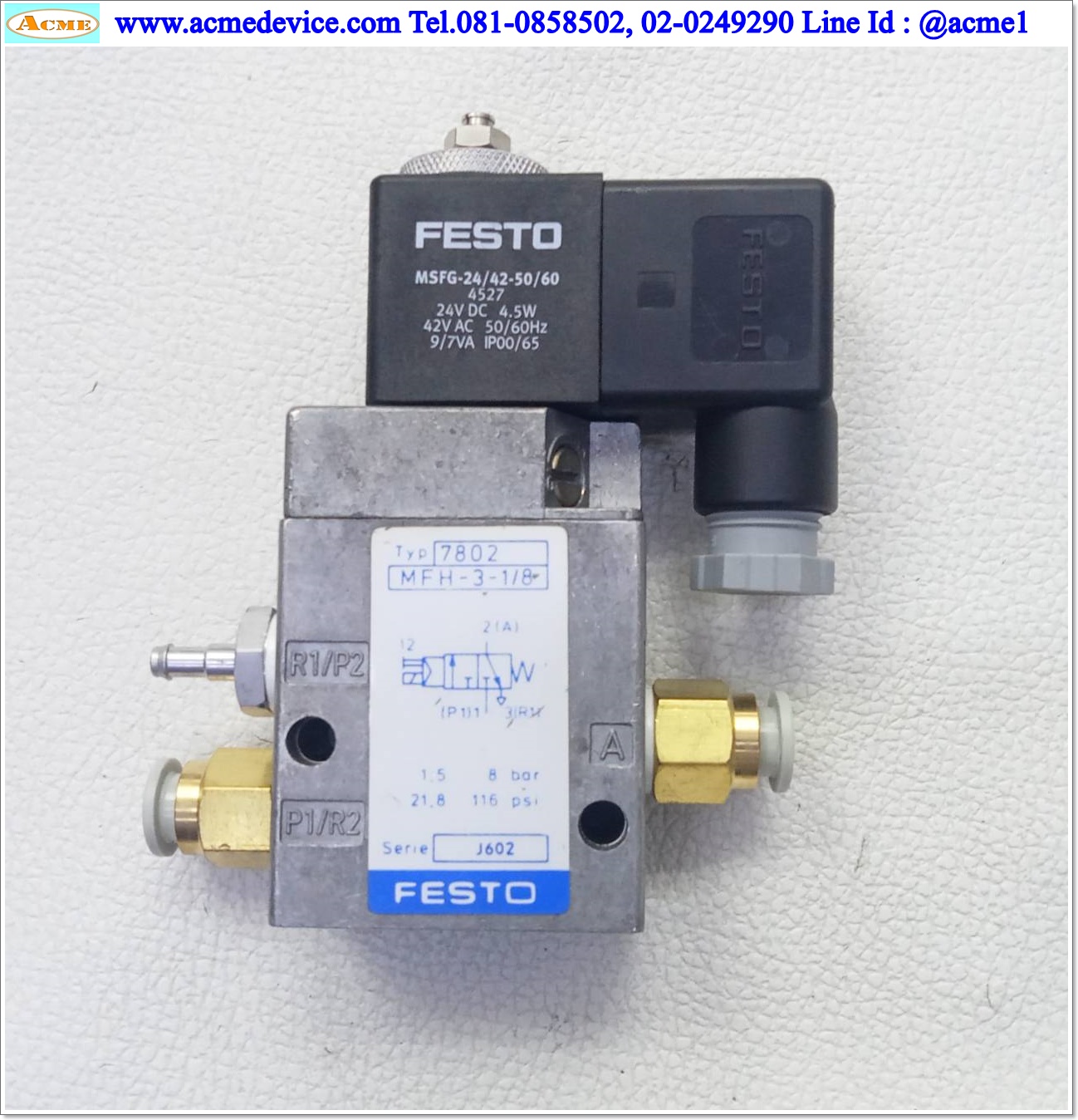 Solenoid Valve Festo รุ่น MFH-3-1/8, 3/2, Coil 24Vdc