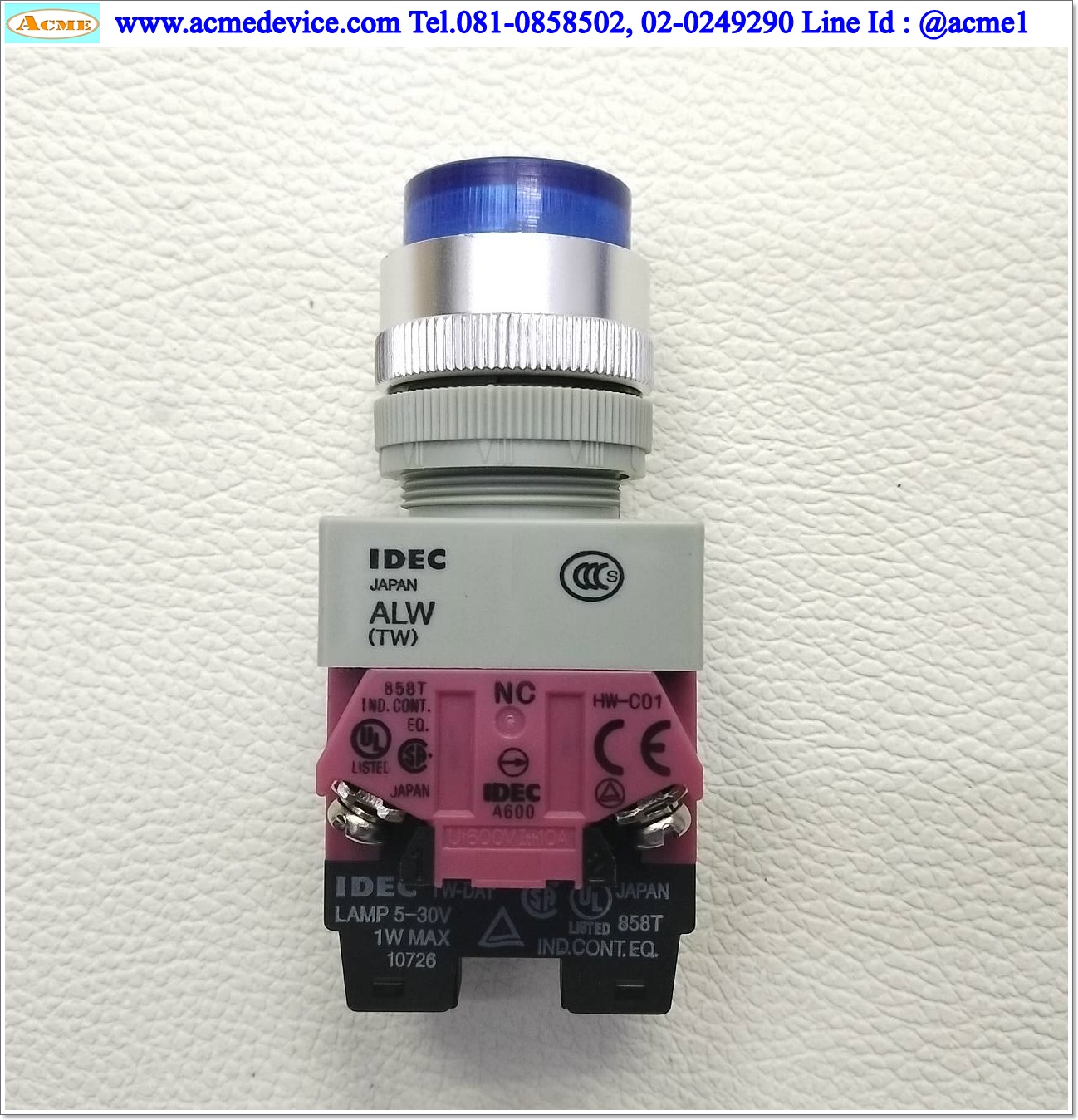 Pushbutton Switch Idec รุ่น ALW series, 1 NO 1 NC, ขนาด 22 mm (ฺฺBlue)