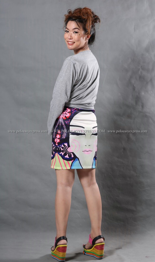 เสื้อยืด สีเทาท็อปดาย คอกลม แขนยาว Size M