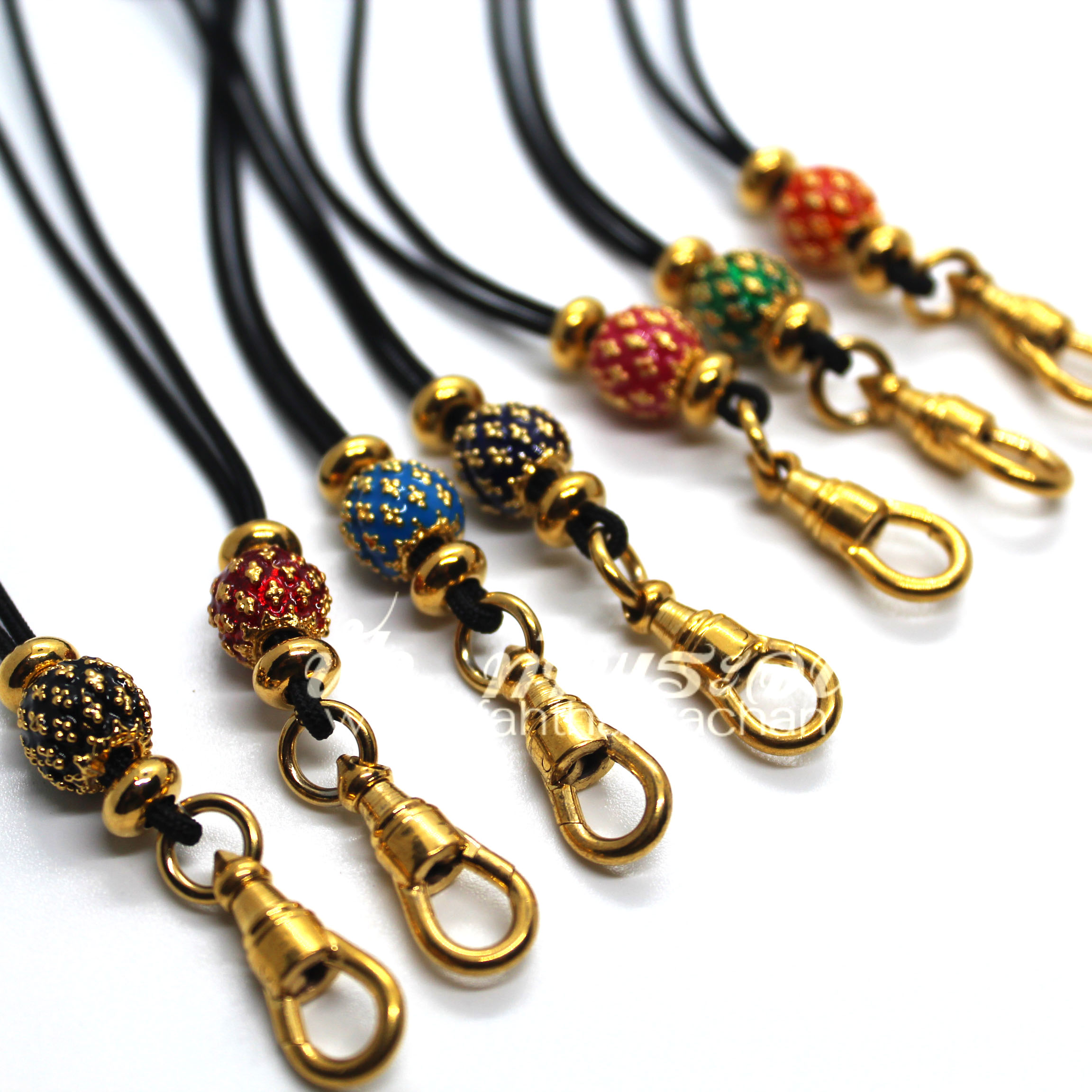 สร้อยคอเชือกร่มไมครอน ปรับระดับ ลูกเล่นผลสัปปะรด