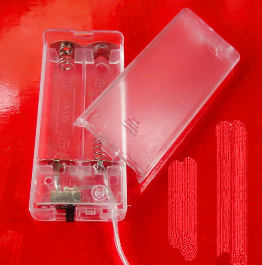 ลังถ่าน AA สองก้อนแบบใสมีสวิทช์เปิดปิด