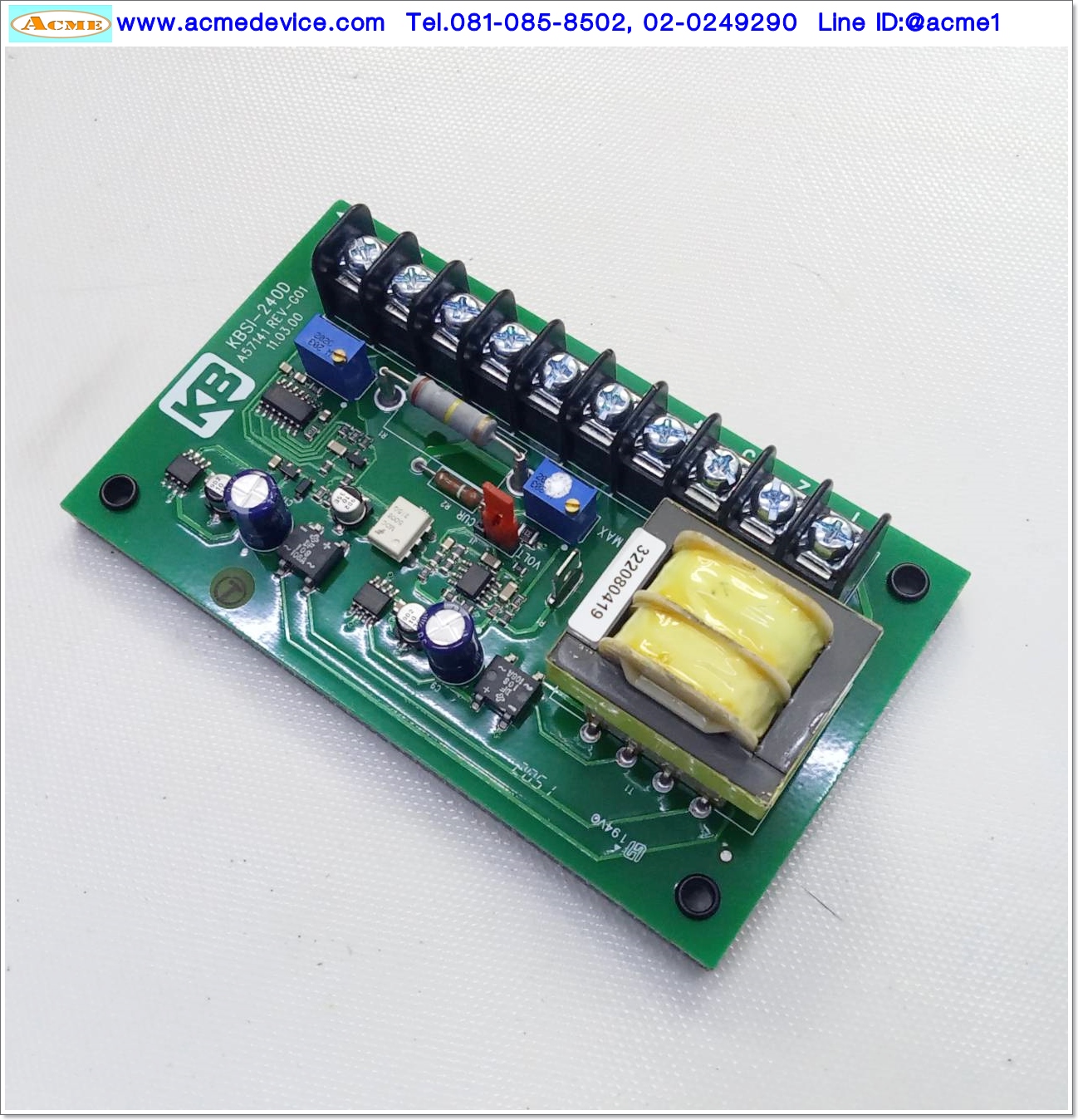 Signal Isolator KB Electronics รุ่น KBSI-240D, Signal Input Voltage 0 – 25, 0 – 120, 0 – 550 Vdc, Signal Input Current 1 – 5, 4 – 20, 10 – 50 mA, Output Voltage 0 - 10 Volts