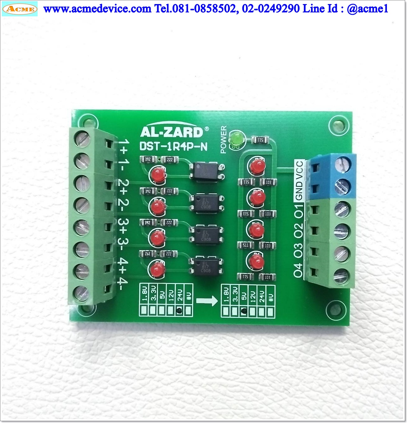 Isolation Voltage Conversion Board Al-zard รุ่น DST-1R4P-N, 24V to 5V, NPN Output