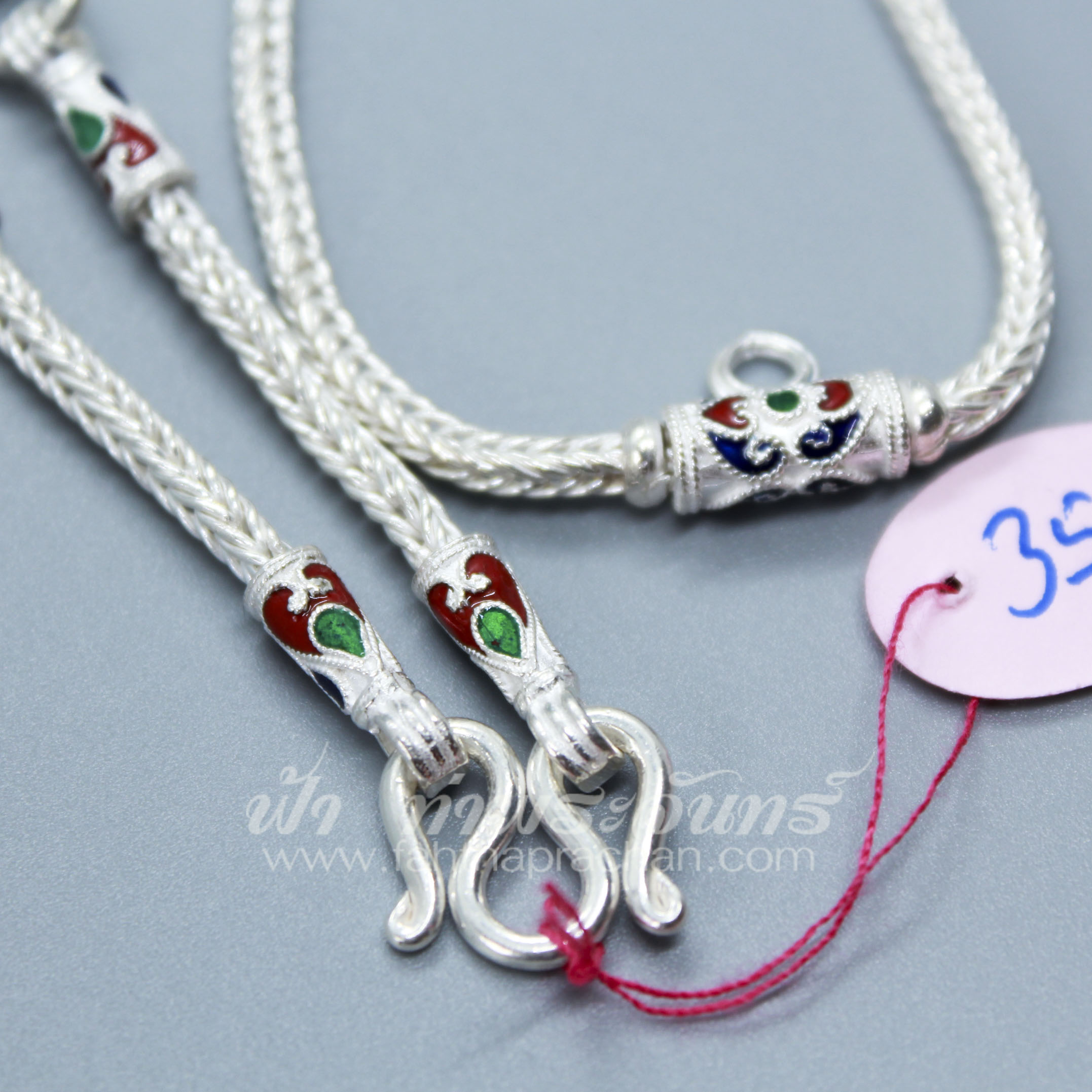 สร้อยคอเงินแท้ 92.5 ลายสี่เสา แบบ 5 ห่วง มีห่วงหลัง