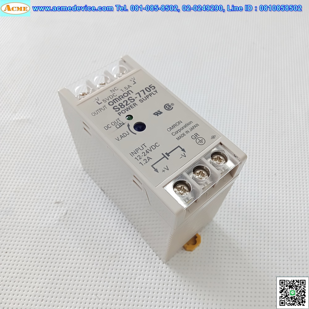 Power Supply Omron รุ่น S82S-7705, Output 5V, 1.5A, 7.5W, Power Input 12-24 Vdc