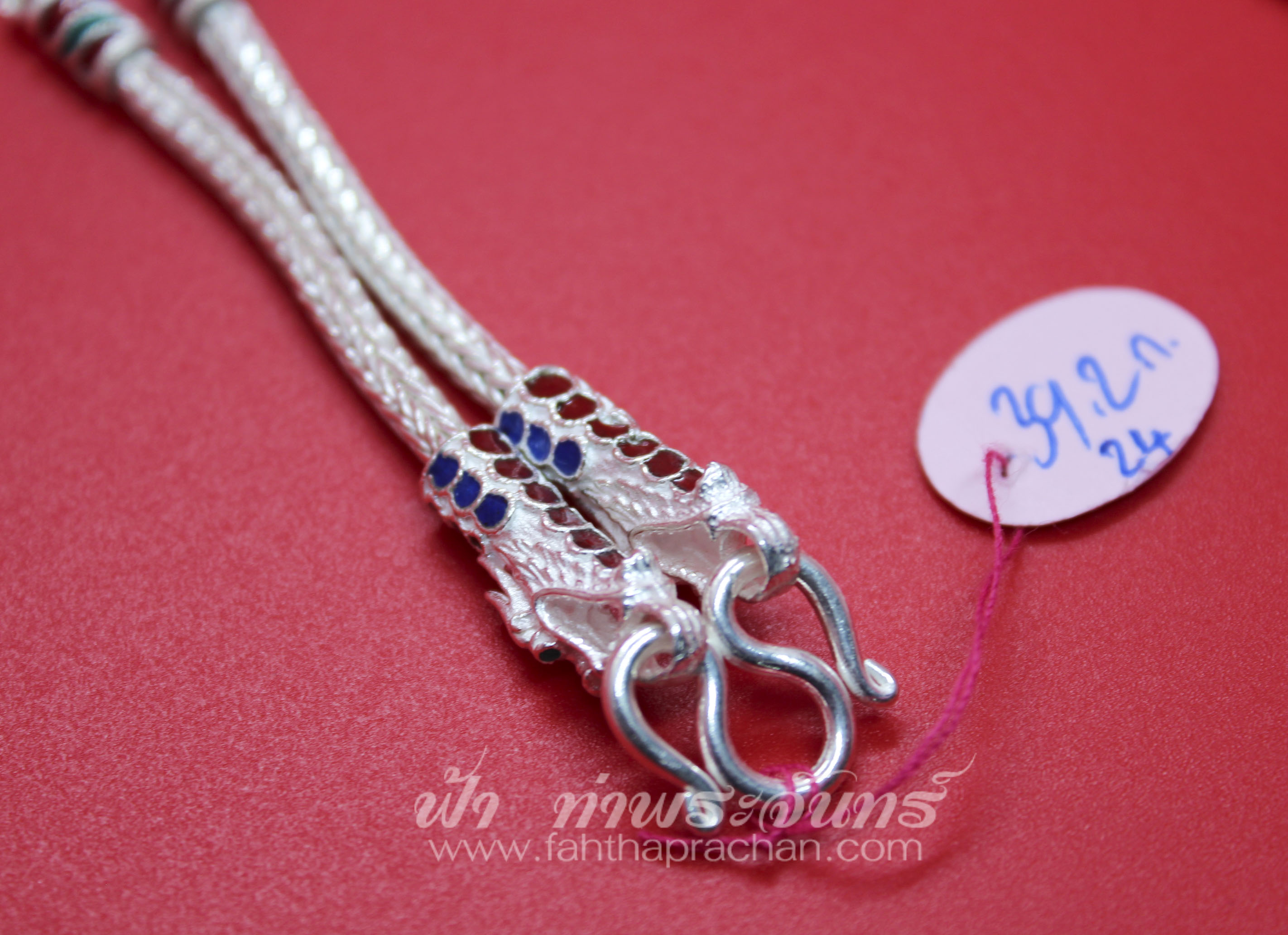 สร้อยคอเงินแท้ 92.5 หัวมังกร และ ข้อจรวด ลงยา แบบ 3 ห่วง