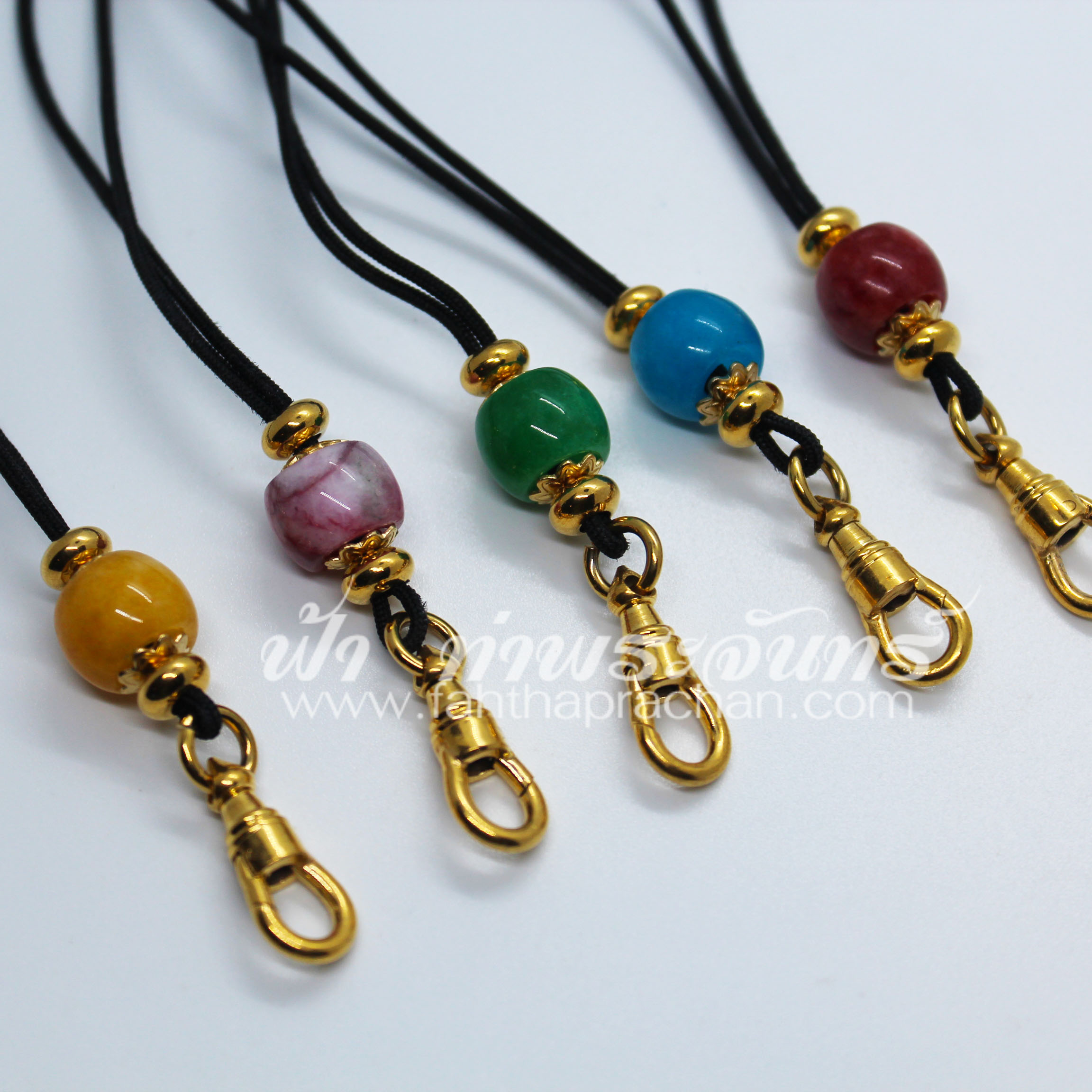 สร้อยคอเชือกร่มไมครอน ปรับระดับ ลูกเล่นหินสีมงคล