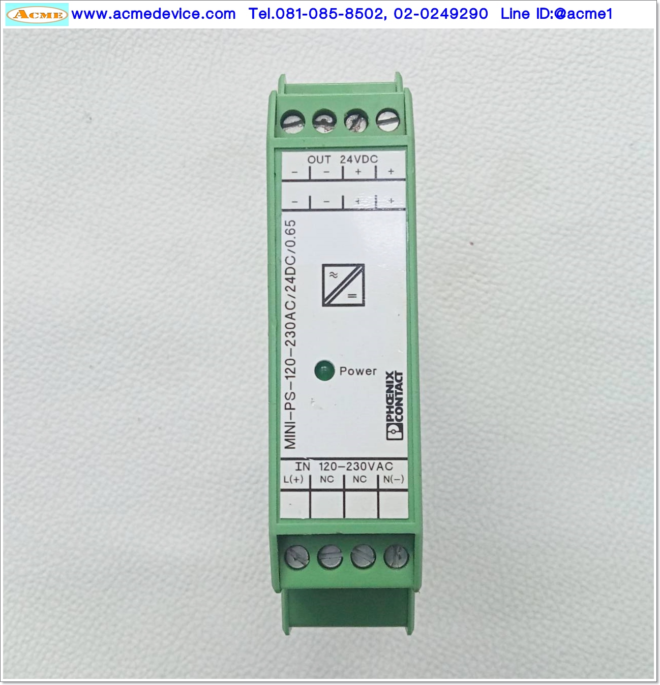 Power supply Phoenix Contact รุ่น MINI-PS-120-230AC/24DC/0.65, Output 24V 0.65A, 15W