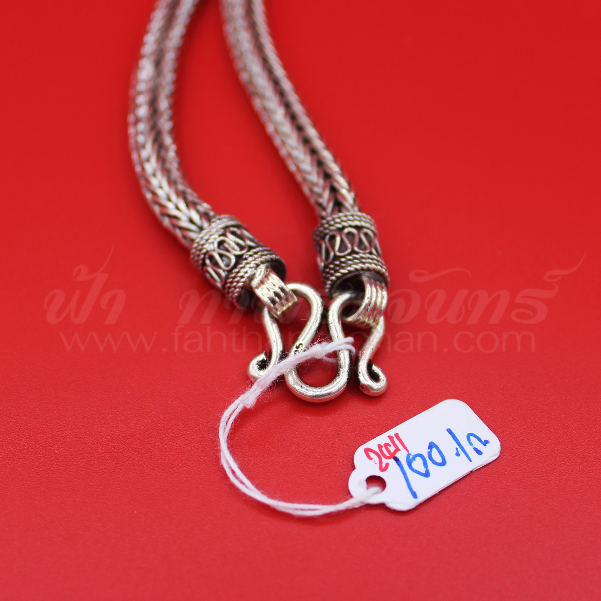 สร้อยคอเงินแท้ 92.5 ลายหกเสา หัวจรวด รมดำ แบบห่วงเดียว