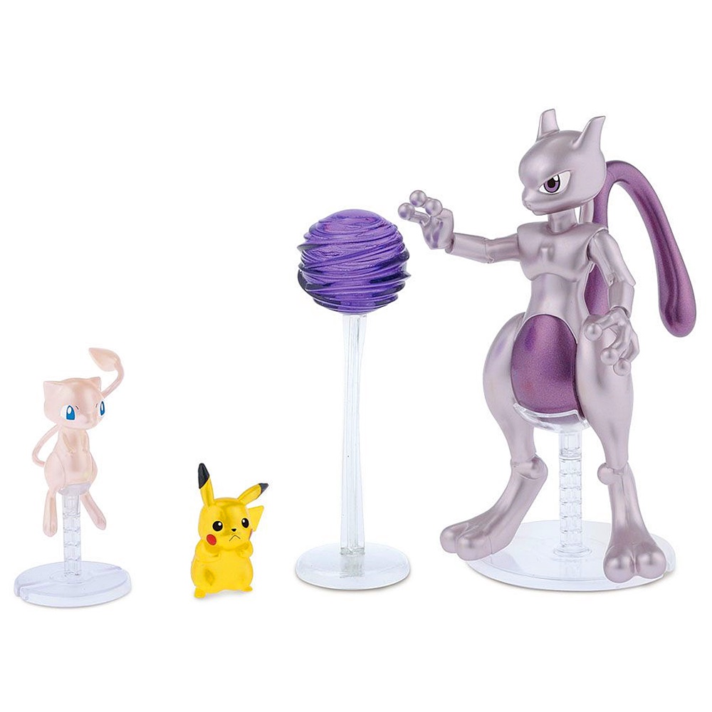 BANDAI ANIME POKEMON PLAMO COLLECTION MEWTWO & MEW & PIKACHU SET โมเดล การ์ตูน อนิเมะ