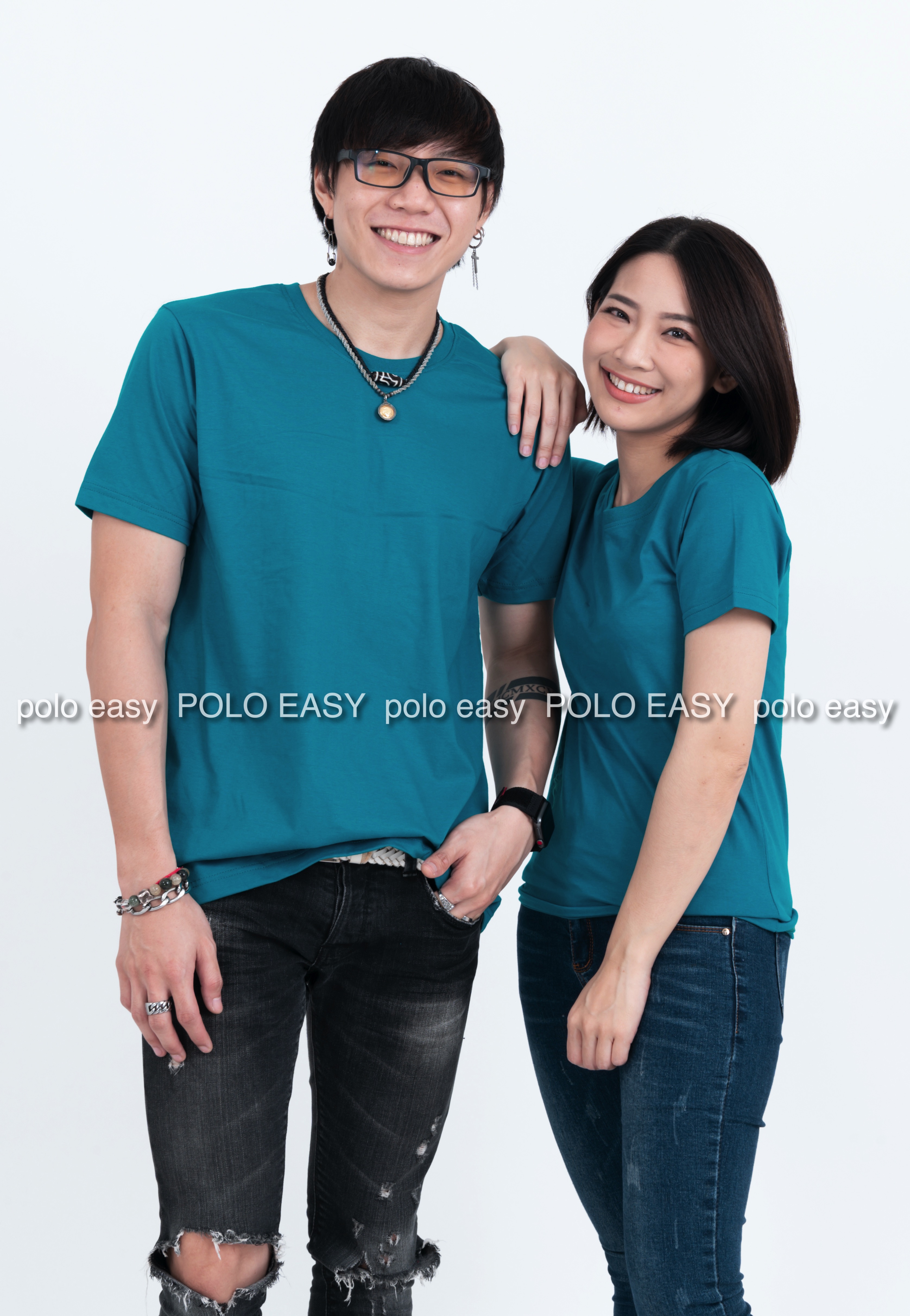 3XL เสื้อยืด สีเขียวหยก คอกลม แขนสั้น Size 3XL