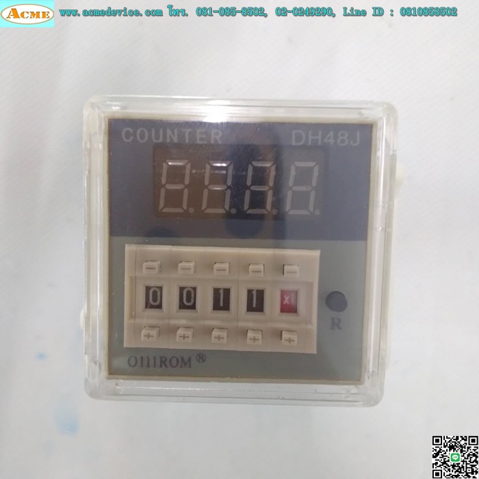 Digital Counter รุ่น DH48J-11A + Socket รุ่น PF-113A, 0-999900, 4 digit, NPN, AC/DC 24V