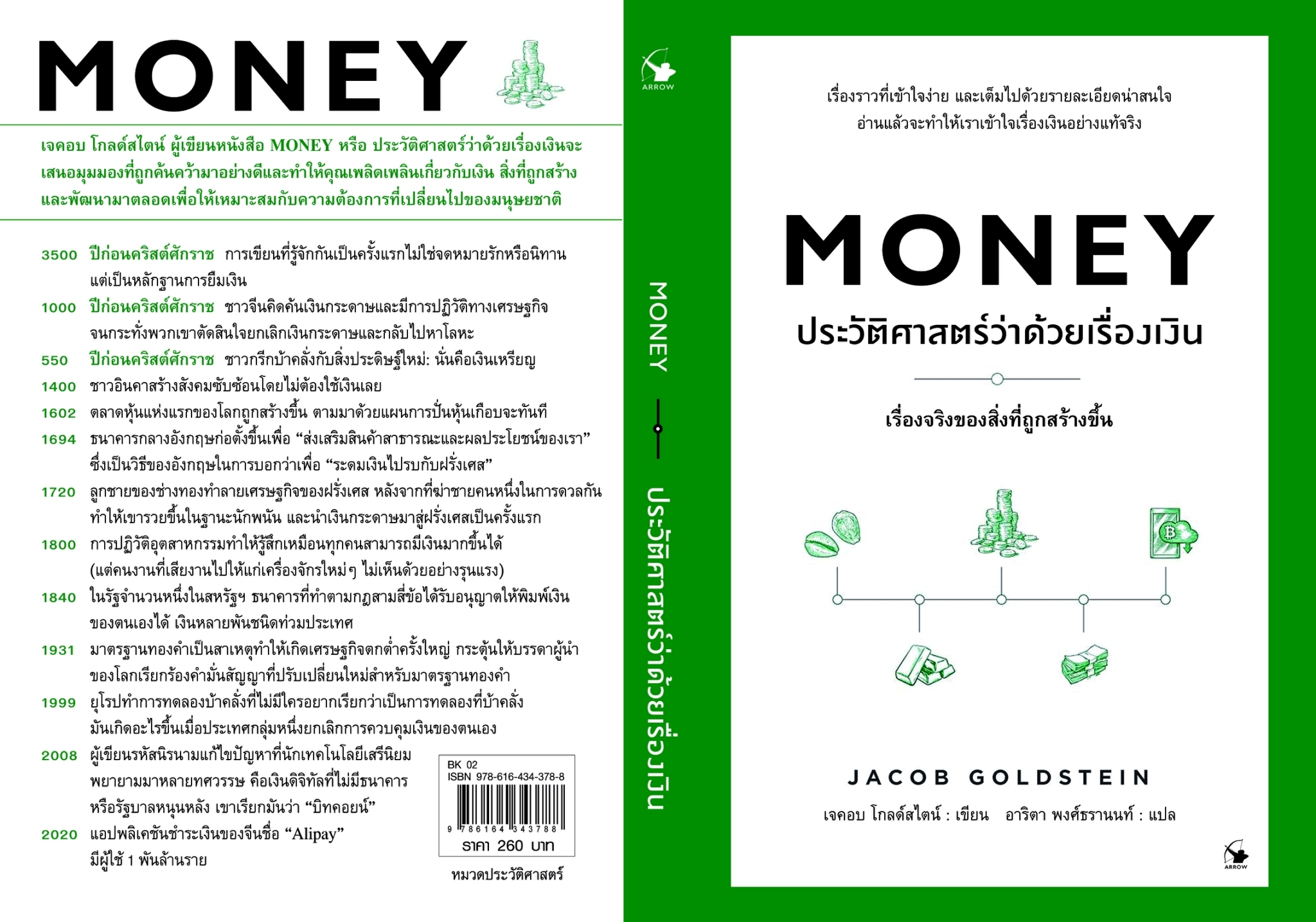 หนังสือเรื่อง ประวัติศาสตร์ว่าด้วยเรื่องเงิน : เจคอบ โกลด์สไตน์ (Jacob Goldstein) : สำนักพิมพ์ แอร์โรว์ มัลติมีเดีย