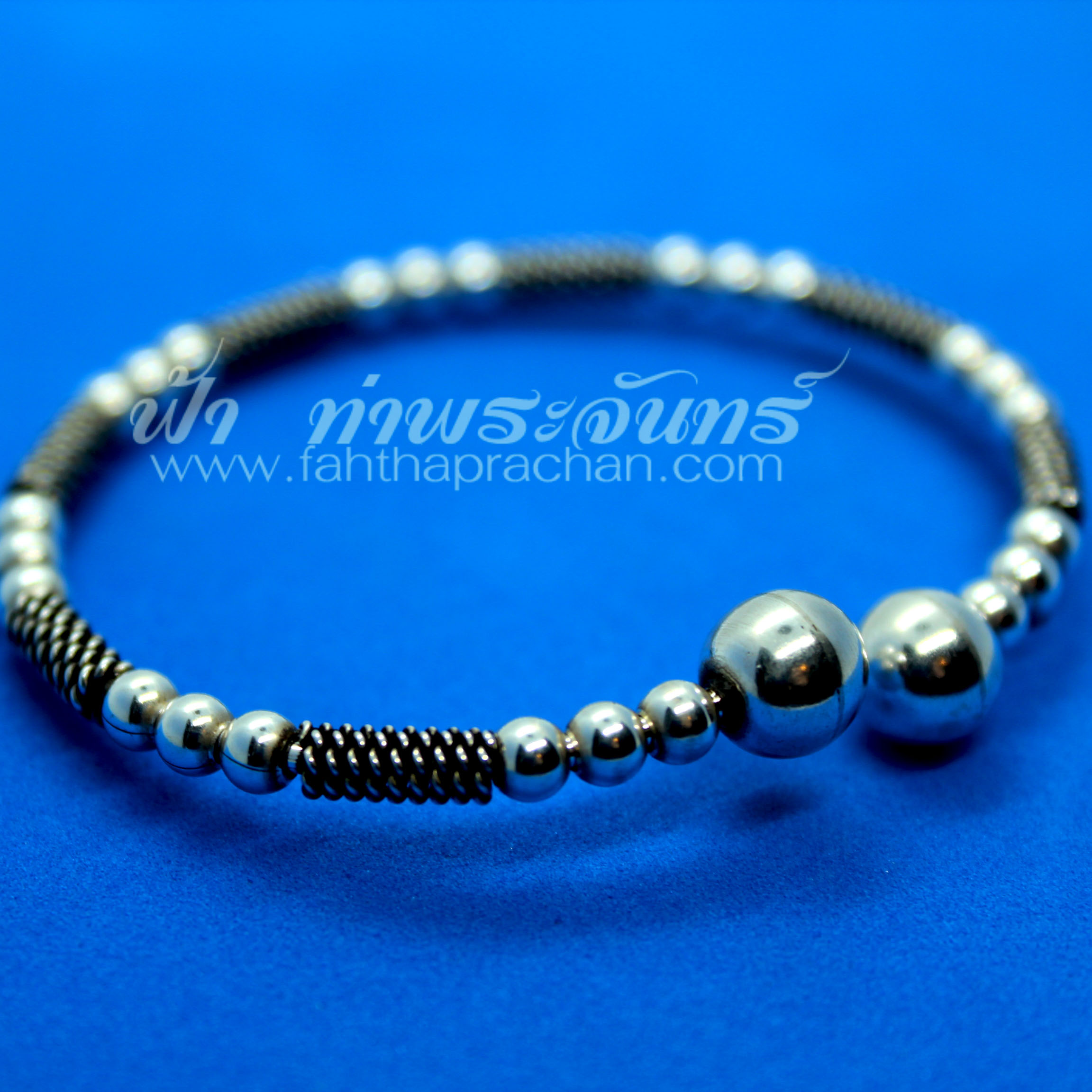 กำไลข้อมือเงินแท้ 92.5% คั่นประคำเงิน รมดำ