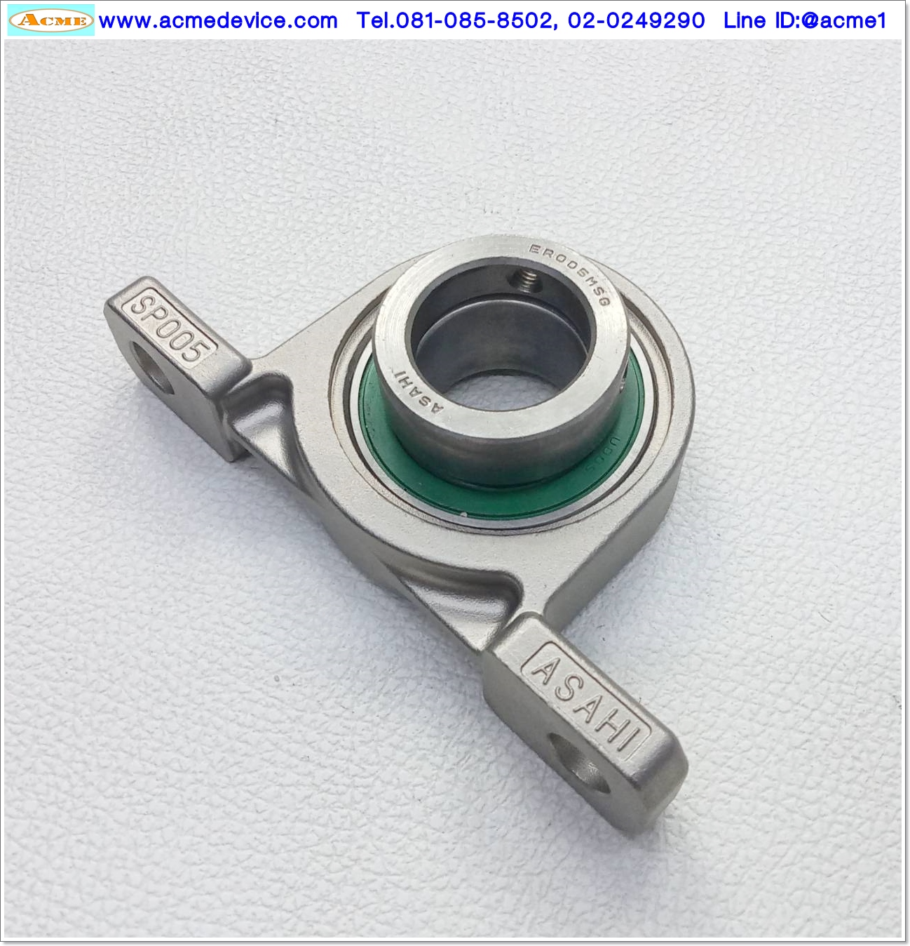 Bearing Pillow Block Asahi รุ่น SP005, ER005MSG, Stainless, Shaft Dia 25 mm