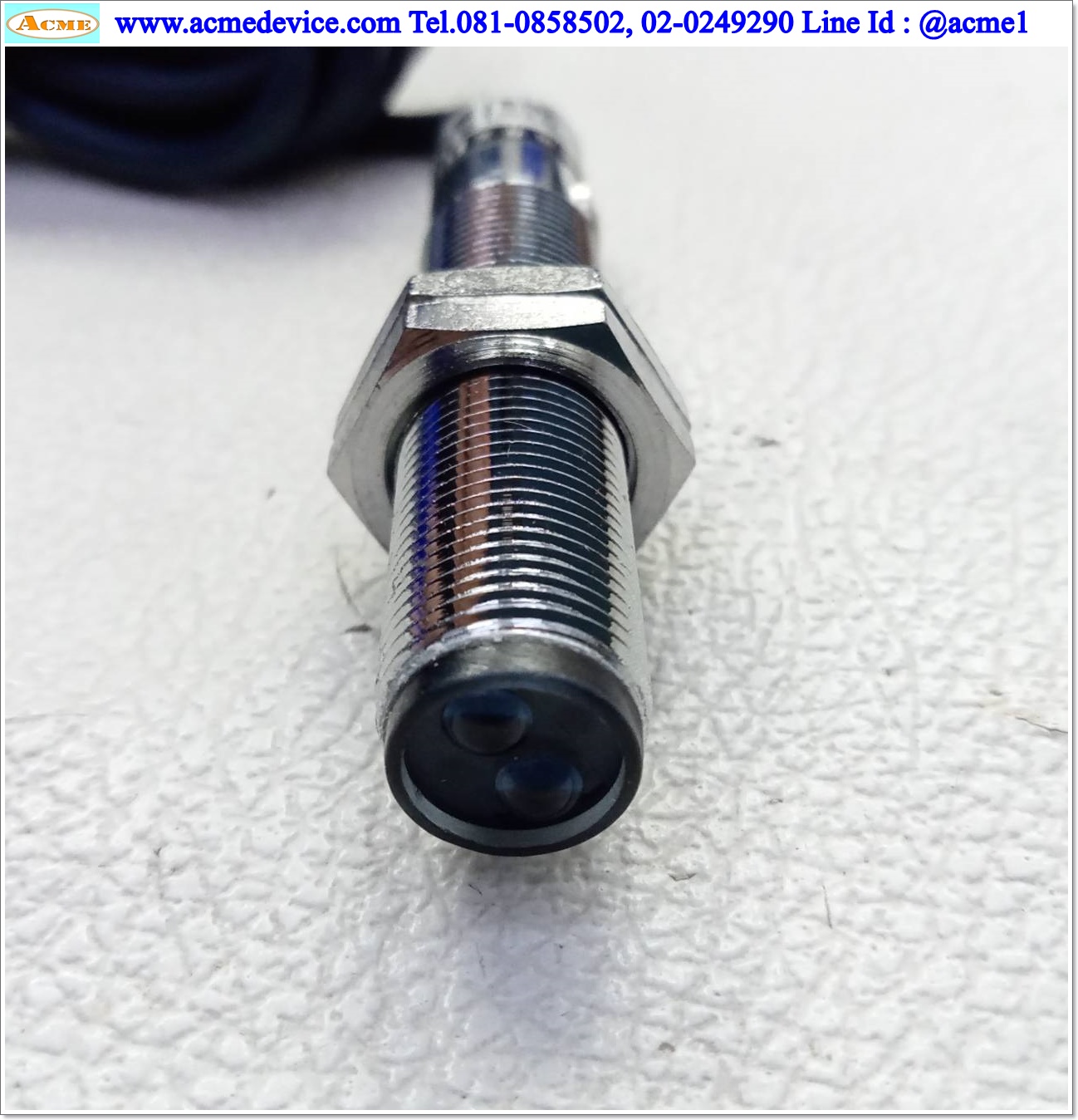 Photoelectric รุ่น E3F1-DS8P1, M12, ระยะ 80mm, 3wire, PNP, NO, Shielded