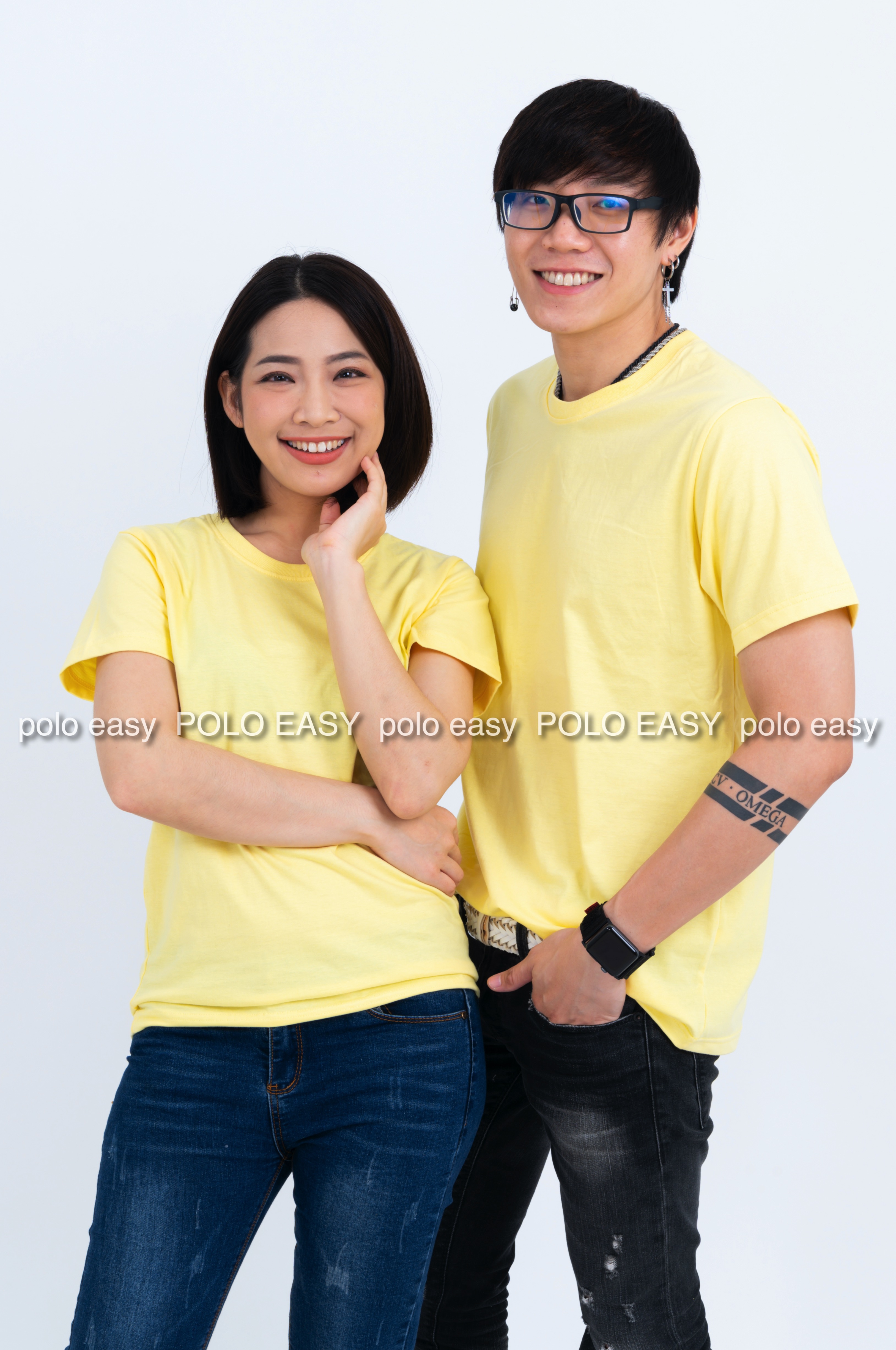 3XL เสื้อยืด สีเหลืองพาสเทล คอกลม แขนสั้น Size 3XL