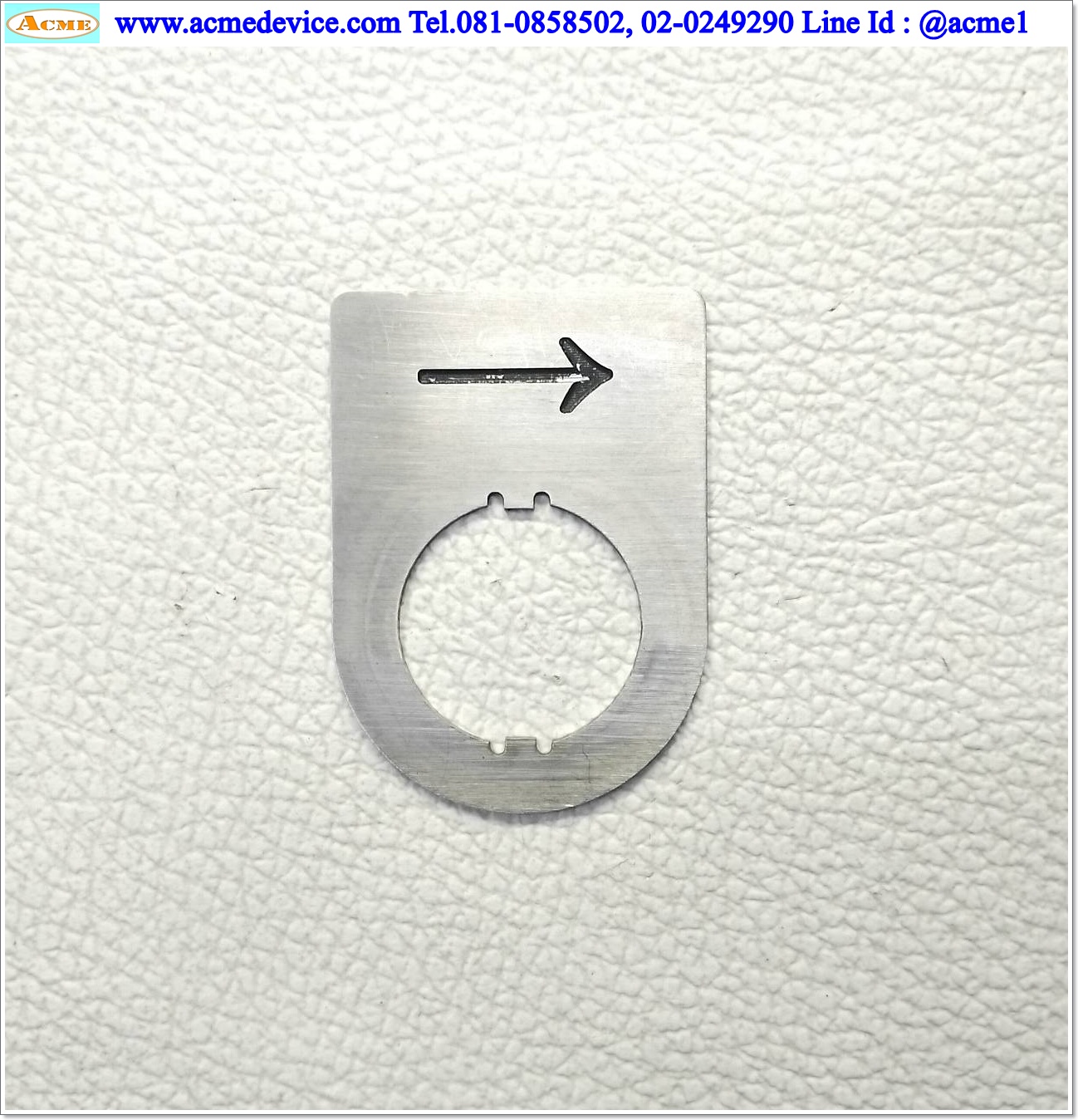 Name plate ตู้คอนโทรล ลูกศรชี้ไปขวา, Dai 22 mm. ขนาด 34 x 47 x 1.0 mm