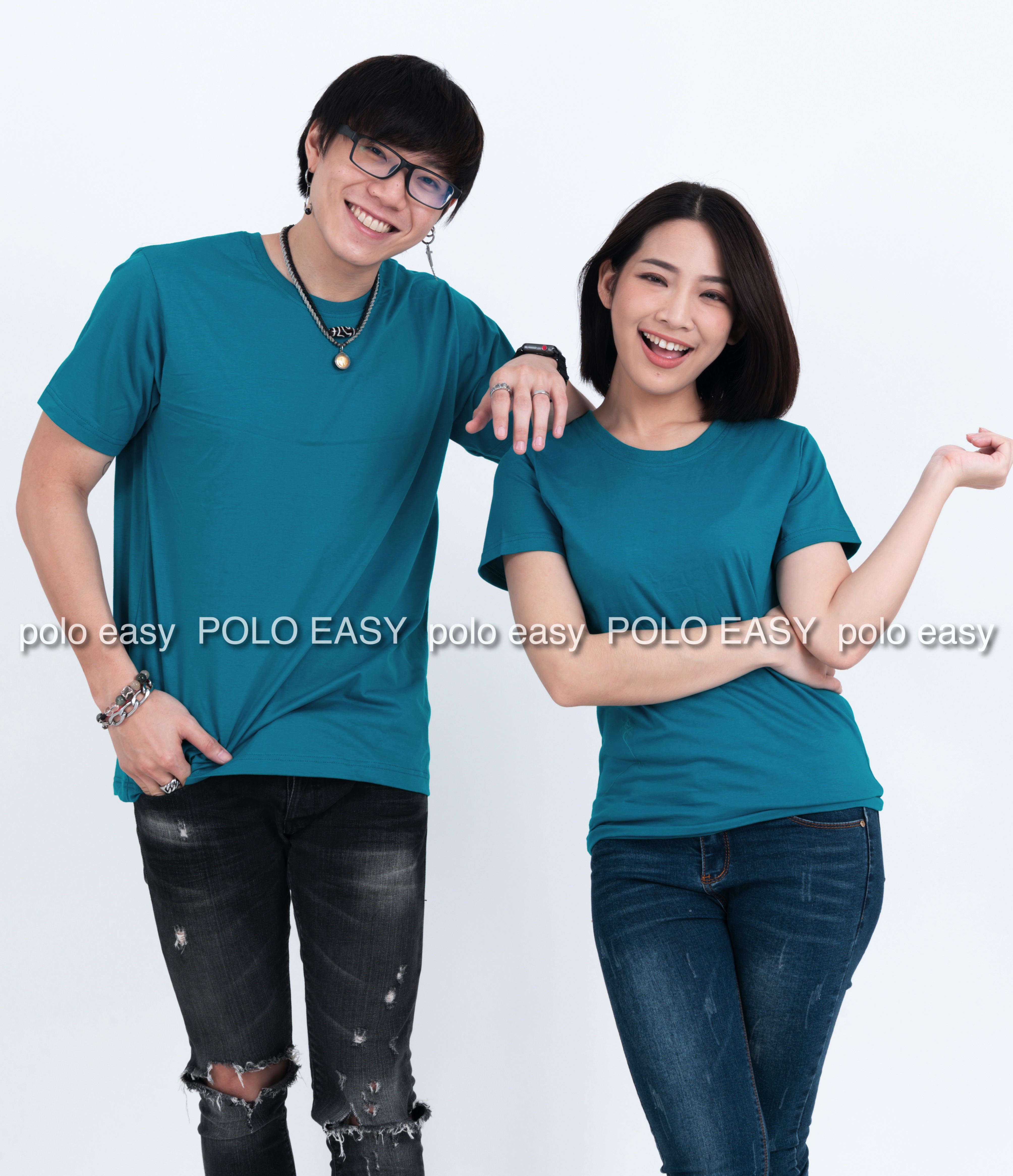4XL เสื้อยืด สีเขียวหยก คอกลม แขนสั้น Size 4XL