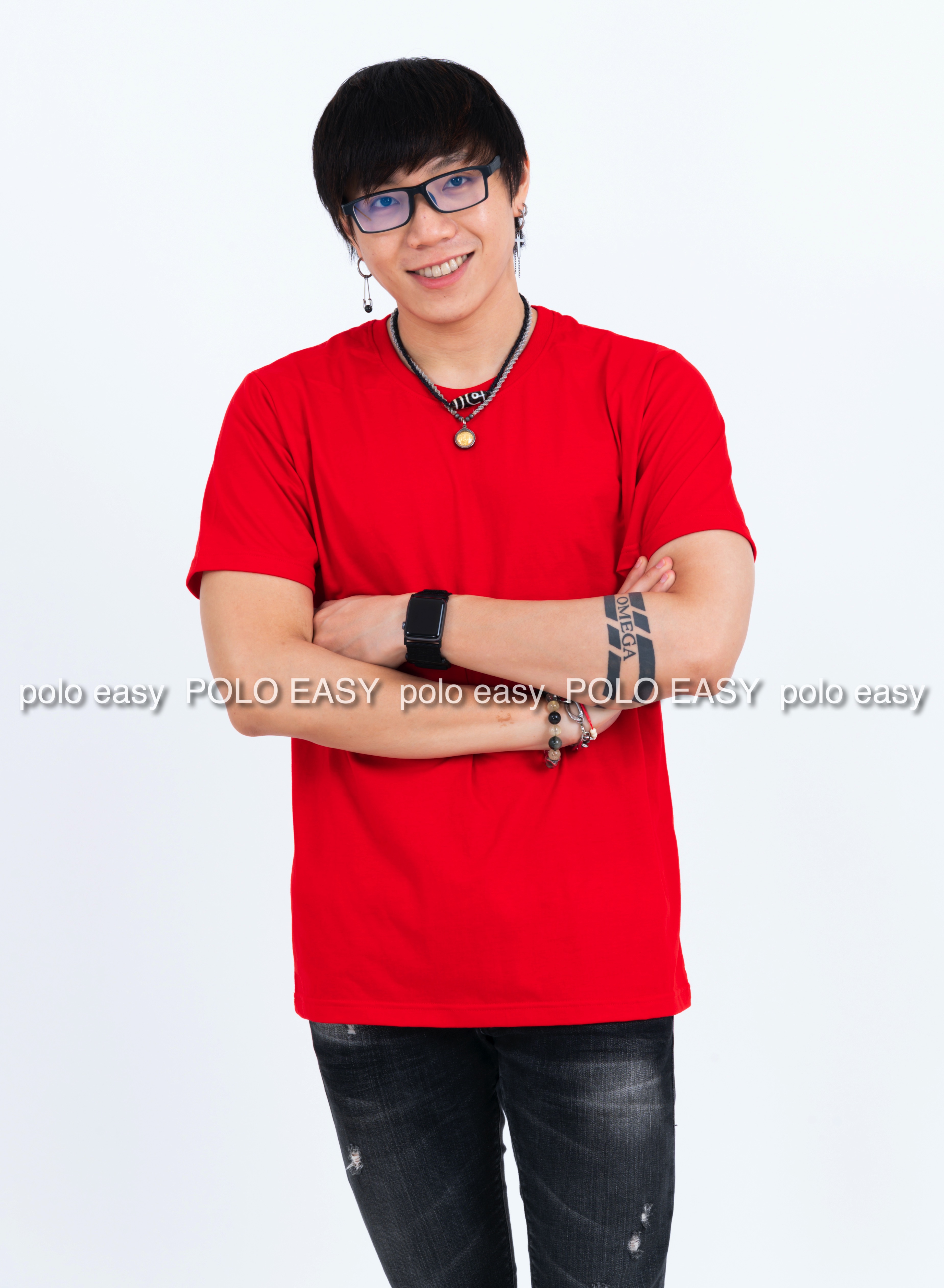 XL เสื้อยืด สีแดง คอกลม แขนสั้น Size XL