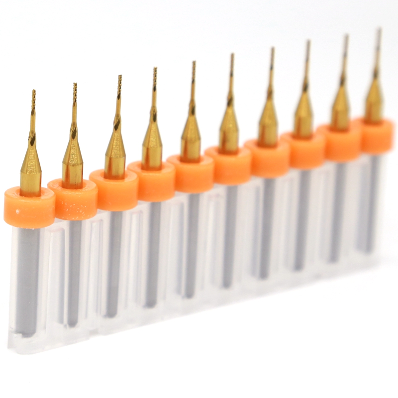 ดอกกัด PCB เคลือบไทเทเนียม 0.6 mm 10 PCS Tungsten Carbide Router Tool, Milling Metal Bushing