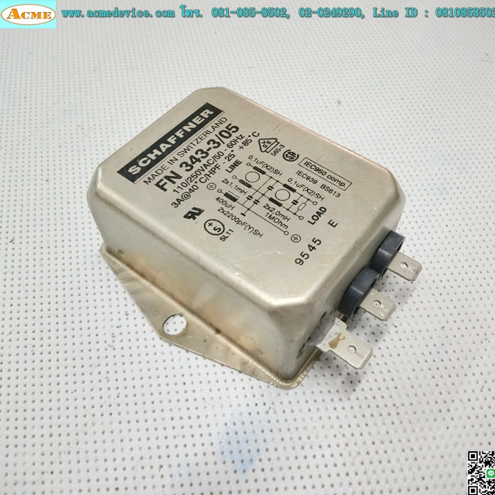 Noise Filter Schaffner รุ่น FN343-3/05, 110/250Vac, 3A