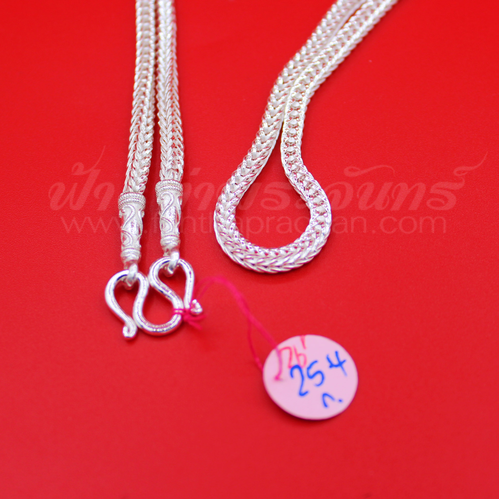 สร้อยคอเงินแท้ 92.5 ลายสี่เสา หัวจรวด