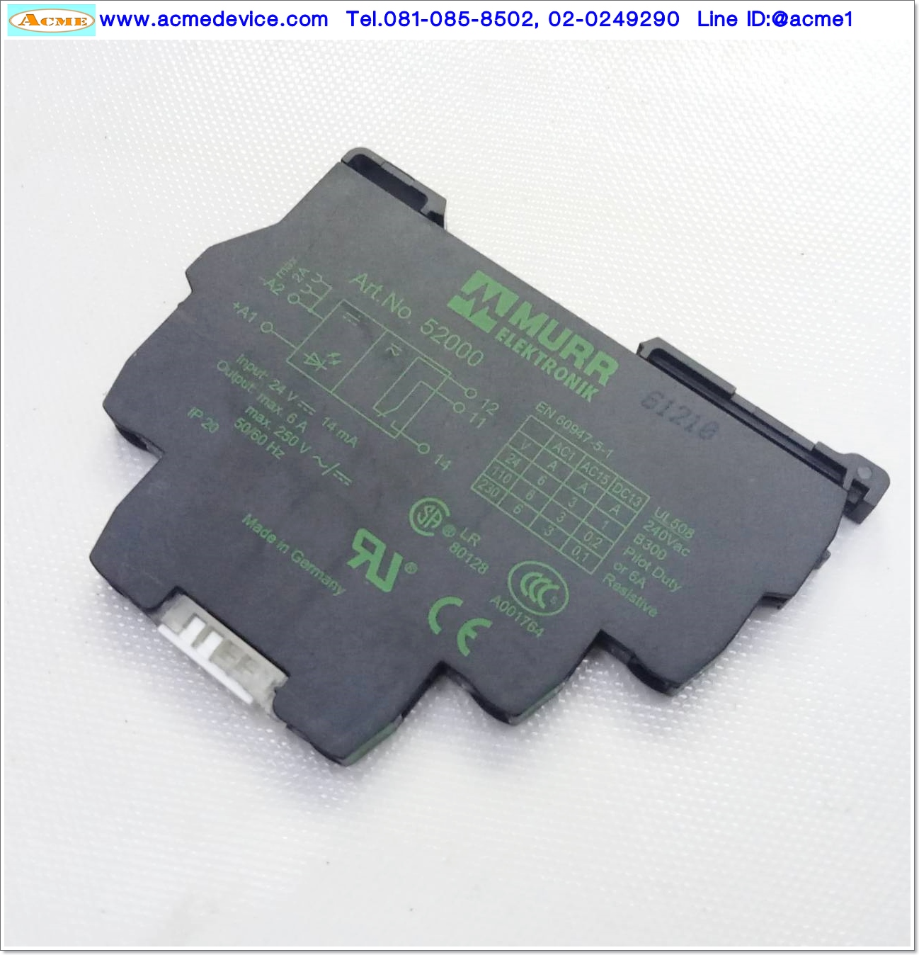 Relay MURR Elektronik รุ่น EN60947-5-1, art.no 52000, Coil 24V DC, Contact 6A