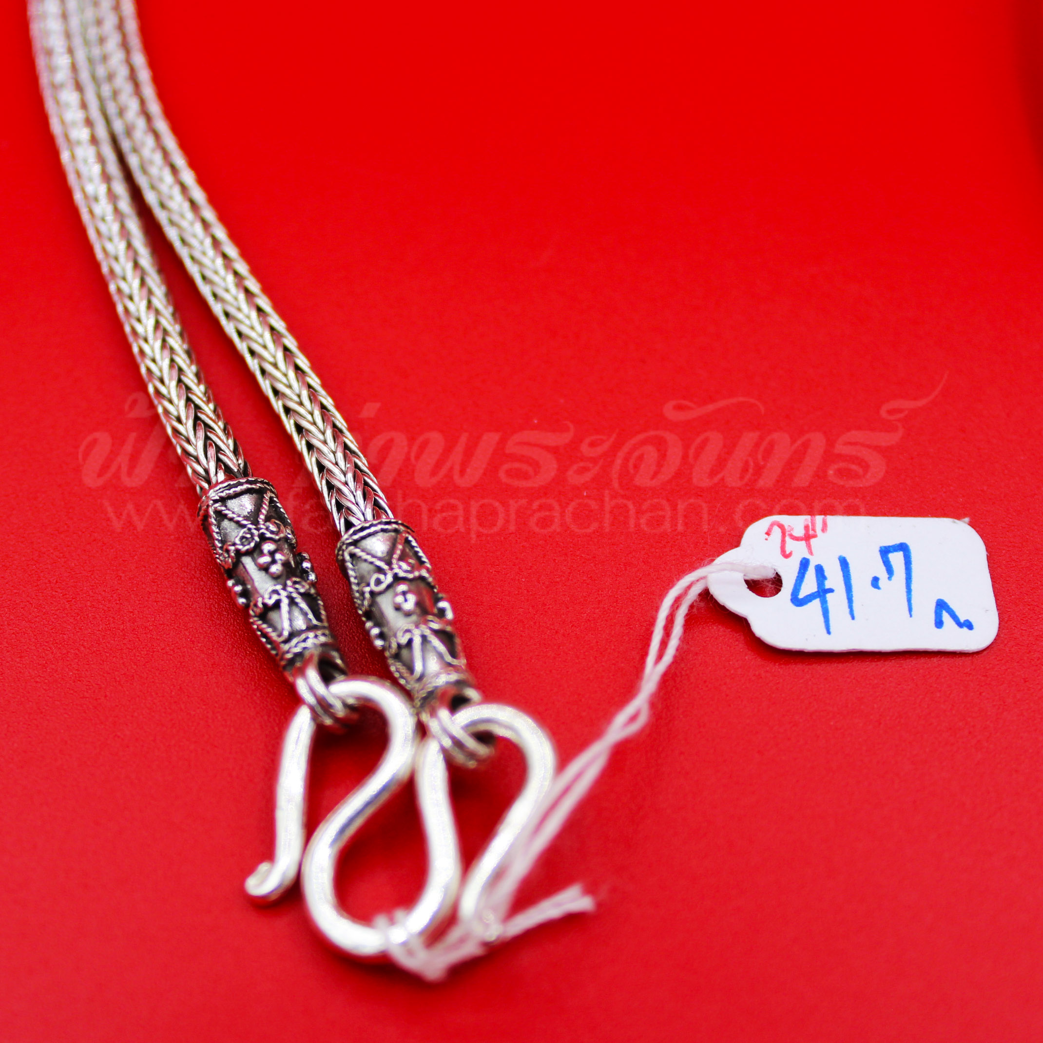 สร้อยคอเงินแท้ 92.5% ลายหกเสา หัวจรวด รมดำ แบบห่วงเดียว