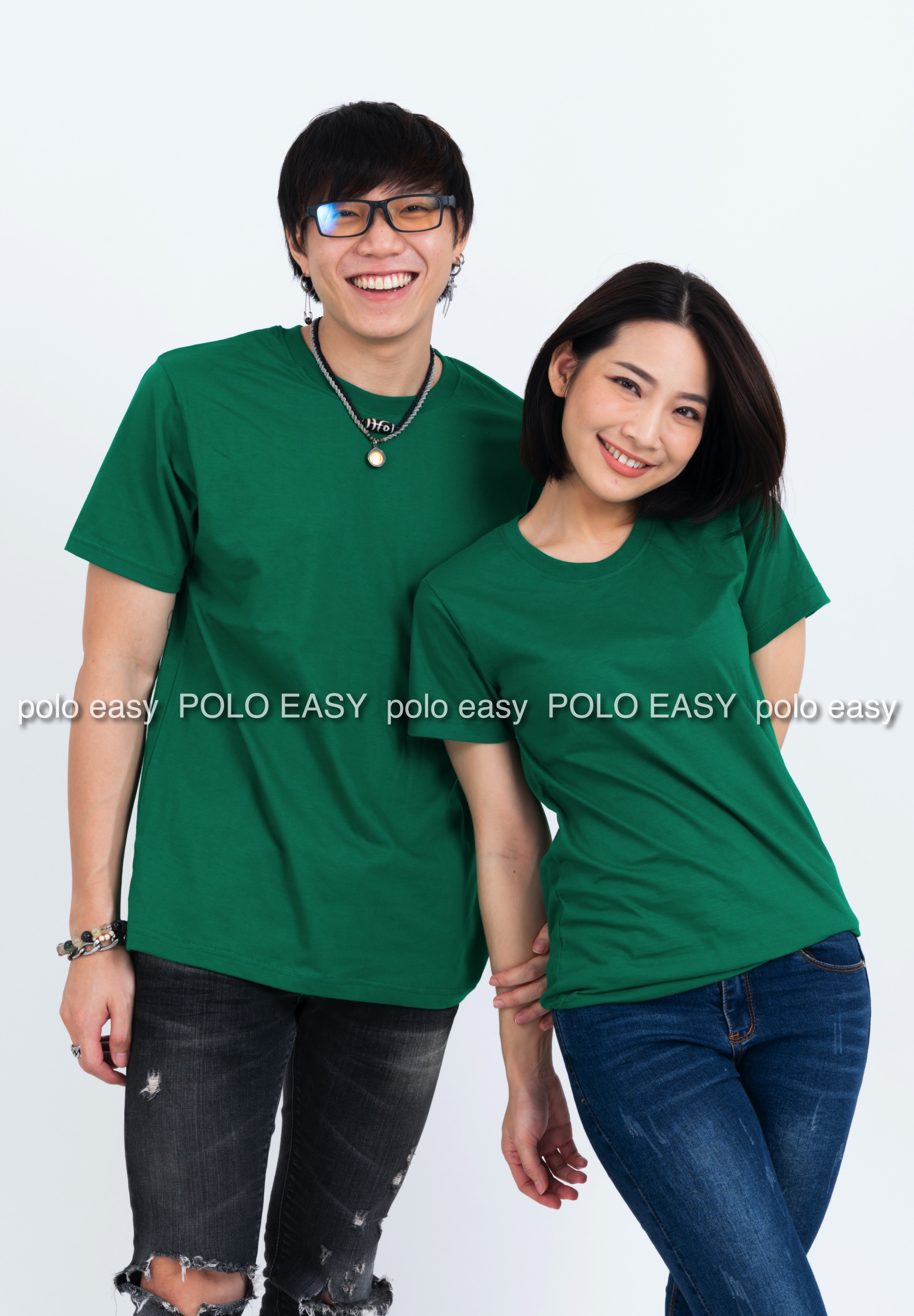 3XL เสื้อยืด สีเขียวใบไม้ คอกลม แขนสั้น Size 3XL