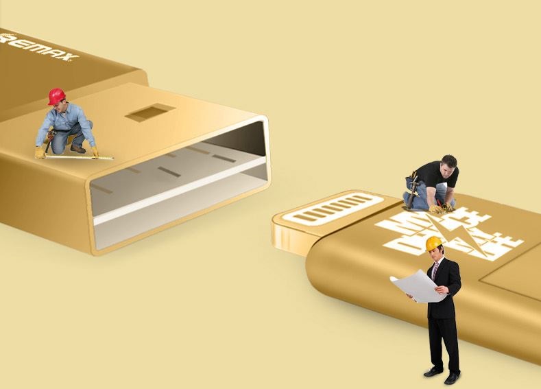 สายเคเบิ้ล 2in1 High-Speed REMAX แท้ สีทองสายถัก (1เมตร)