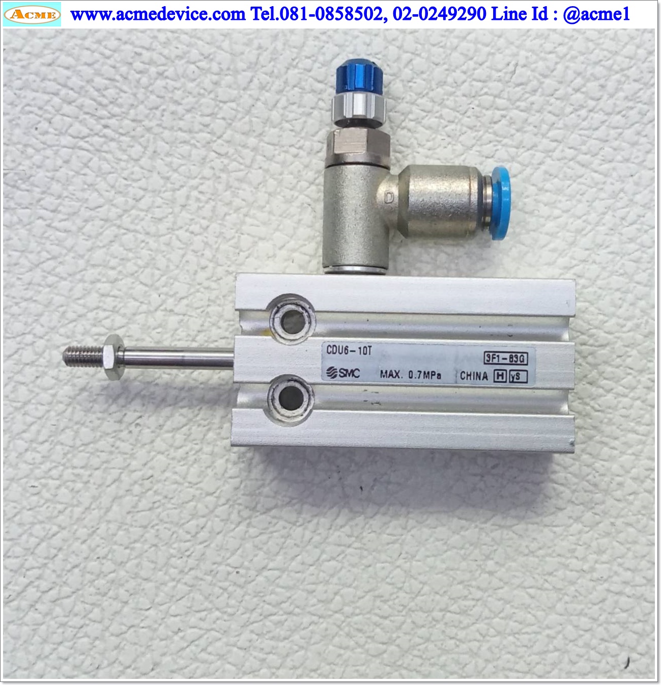 Air Cylinder SMC รุ่น CDU6-10T, Bore 6 mm., Stroke 10 mm, Spring extend