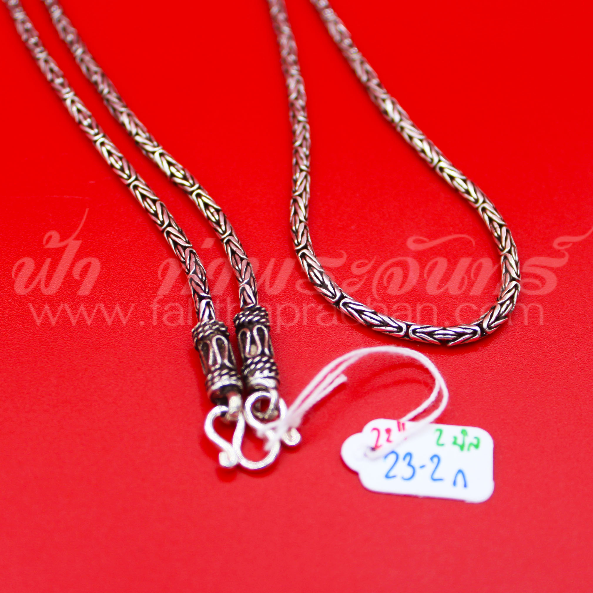 สร้อยคอเงินแท้ 92.5 ลายบาหลี หัวจรวด รมดำ