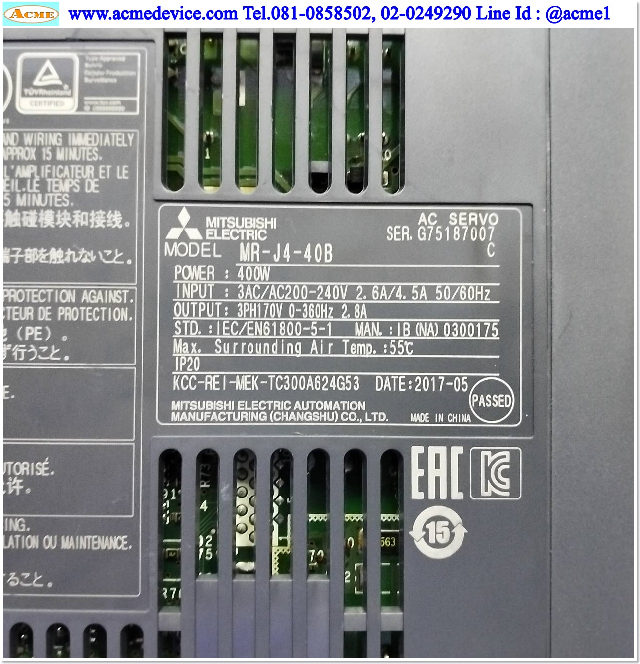 Servo Drive Mitsubishi รุ่น MR-J4-40B & Motor HG-KR43J, 400W
