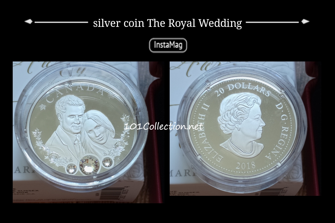 $20 silver coin The Royal Wedding of HRH Prince Harry and Ms. Meghan Markle 1oz pure silver coin made with Swarovski เงินแท้ 99.99% สินค้าตรงตามรูปค่ะ