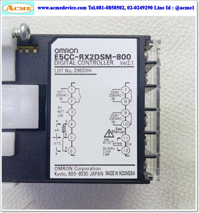 Temperature Controller Omron รุ่น E5CC-RX2DSM-800, 24V AC/DC , Input RTD, TC, mA, Output Relay