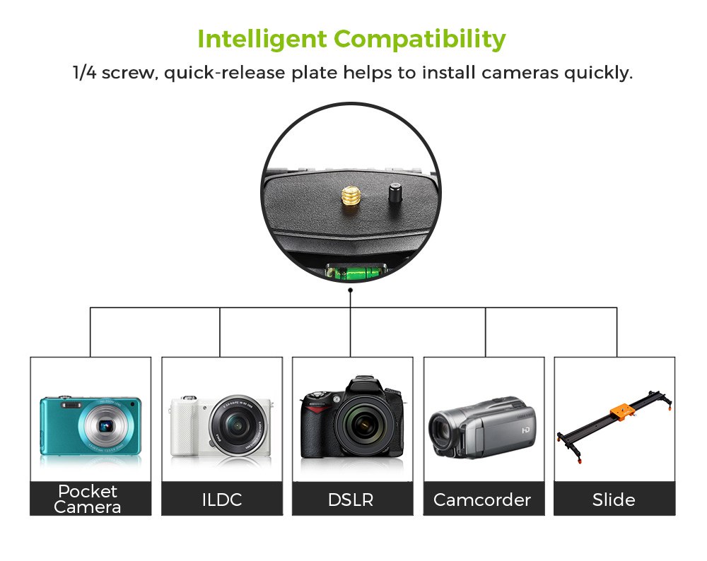 ขาตั้งกล้องพร้อมหัวแพนวิดีโอ ยี่ห้อ QZSD รุ่น Q111 รับน้ำหนักสูงสุด 5 KG ราคาถูก