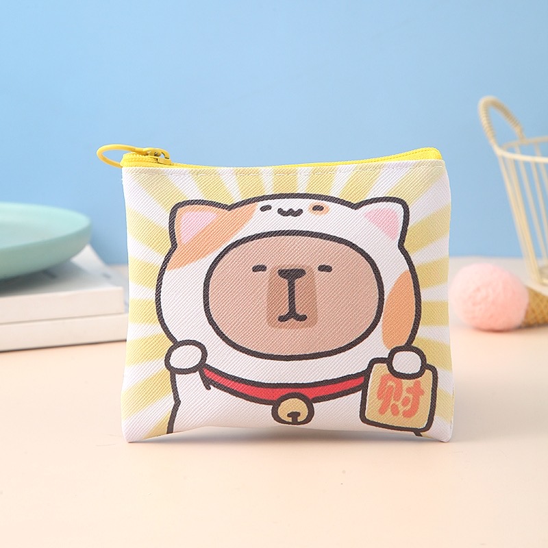 (สินค้าสำหรับเพิ่มยอดให้ถึงขั้นต่ำ) กระเป๋าใส่เหรียญ คาปิบารา สุ่มลาย 3ใบ ราคา 35