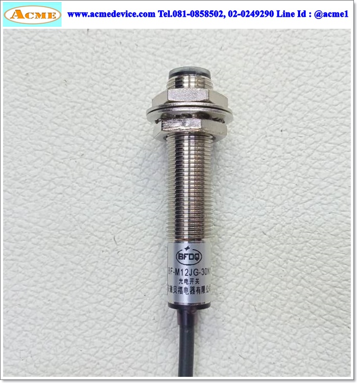 Photoelectric Bfkdo รุ่น BF-M12JG-30N1/L, M12, ระยะ 20m, NPN, NO, (รับ-ส่ง)