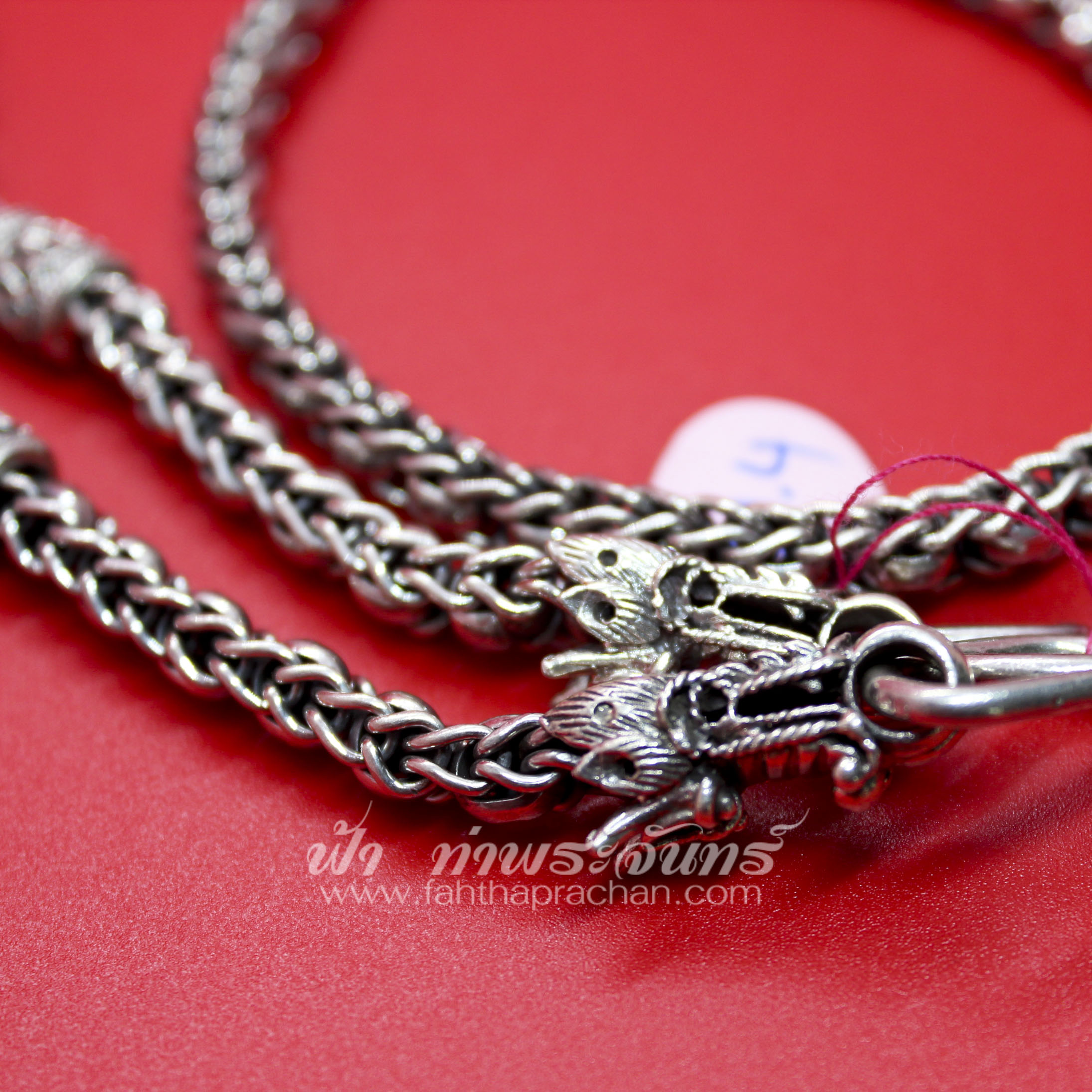 สร้อยคอเงินแท้ 92.5 หัวมังกร รมดำ แบบ 5 ห่วง