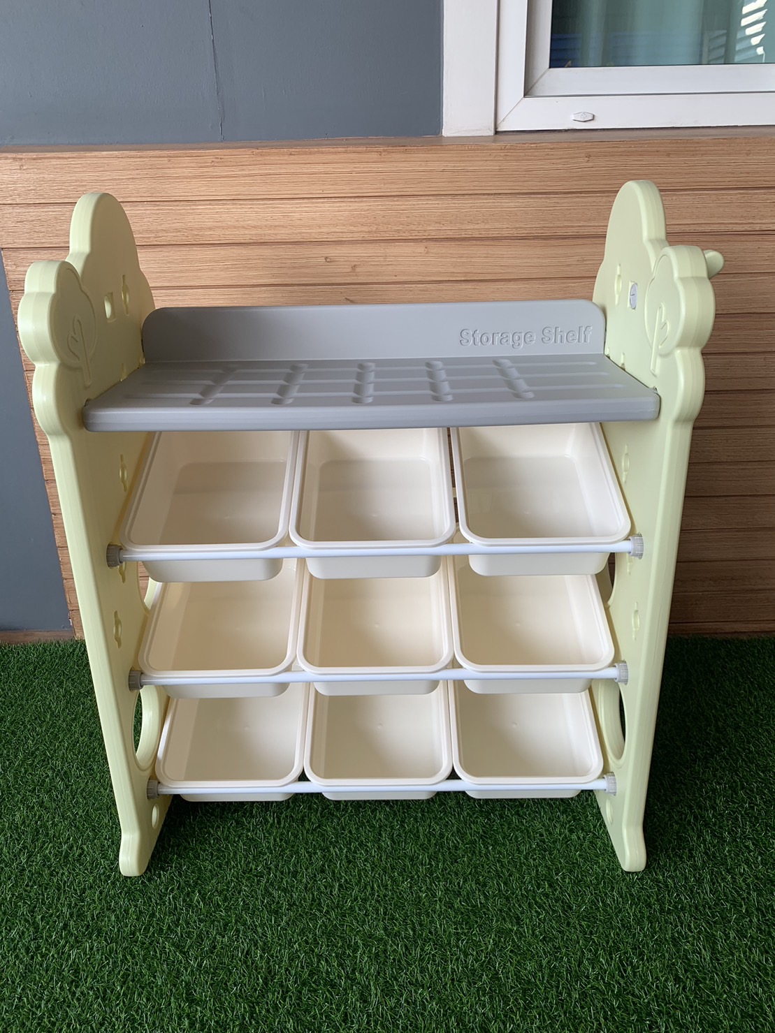 ชั้นวางของบ้านต้นไม้ 9 ช่อง สีเขียว ชั้นวางหนังสือ