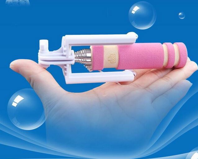 ไม้เซลฟี่ monopod สีชมพูสดใส พร้อมเลนส์และของแถม