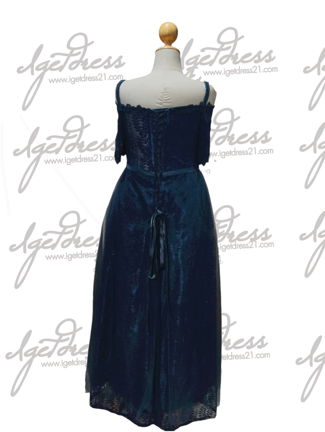 (PRE-LOVED) ราตรียาวลูกไม้ผ้ามุ้งมีแขน2XL