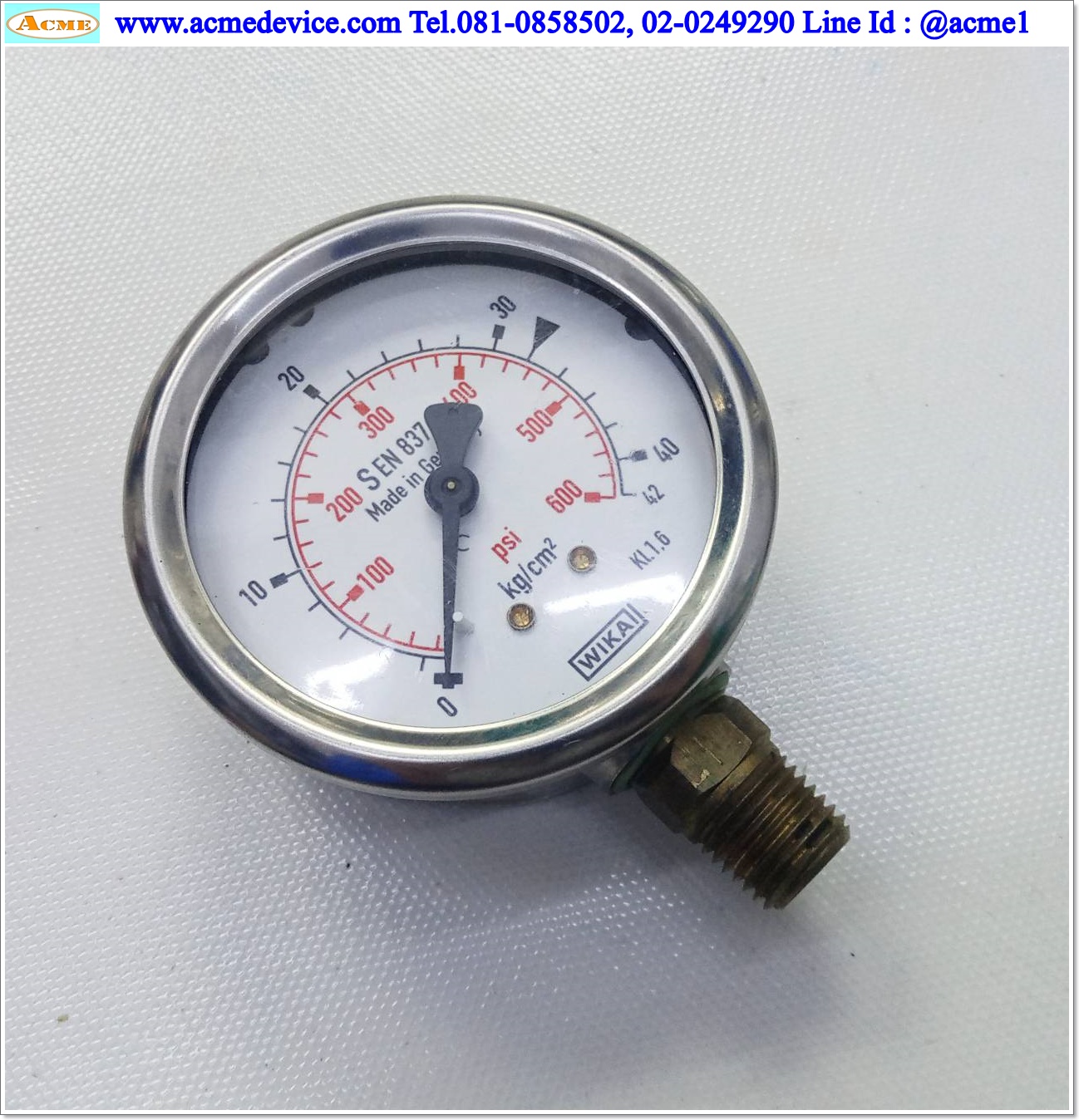 Pressur Gauge Wika รุ่น S EN 837-1, 0-600 psi