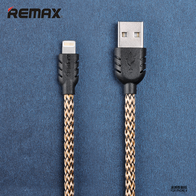สายชาร์จแบบถัก REMAX แท้ สำหรับ iPhone6/plus/5s/5 (สีเหลือง) 1เมตร